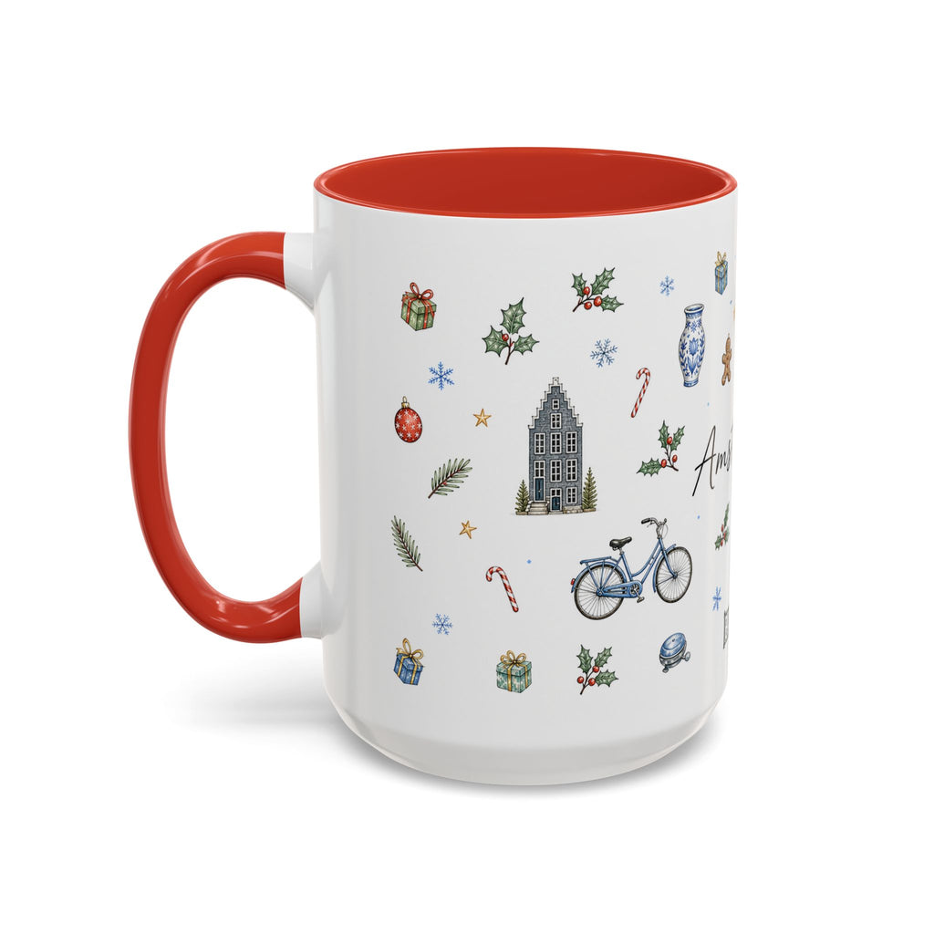 Amsterdam Christmas Watercolor Mug | Festive City Souvenir Coffee Cup