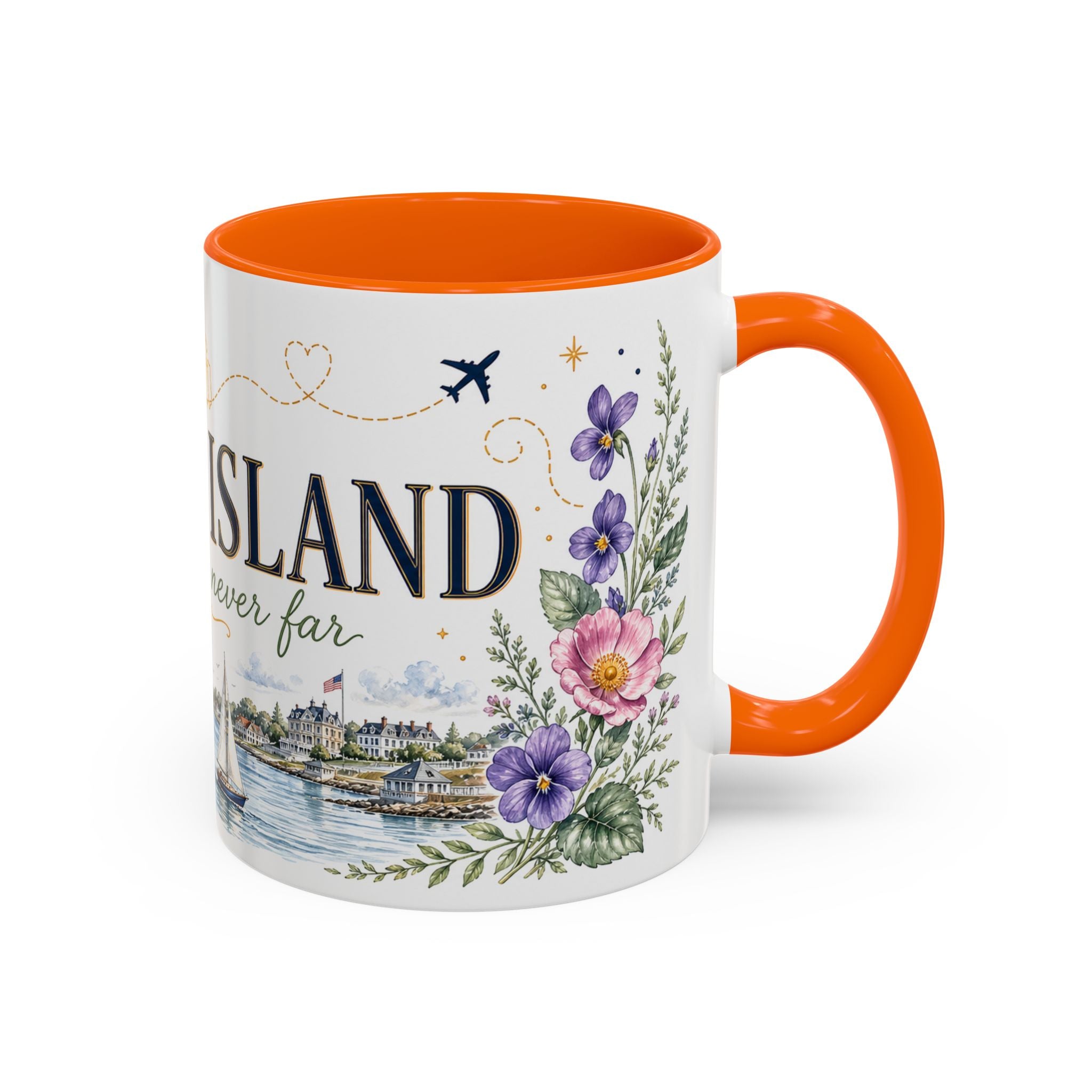 Rhode Island State Map Mug | Botanical Seaside Accent Cup (11oz or 15oz)