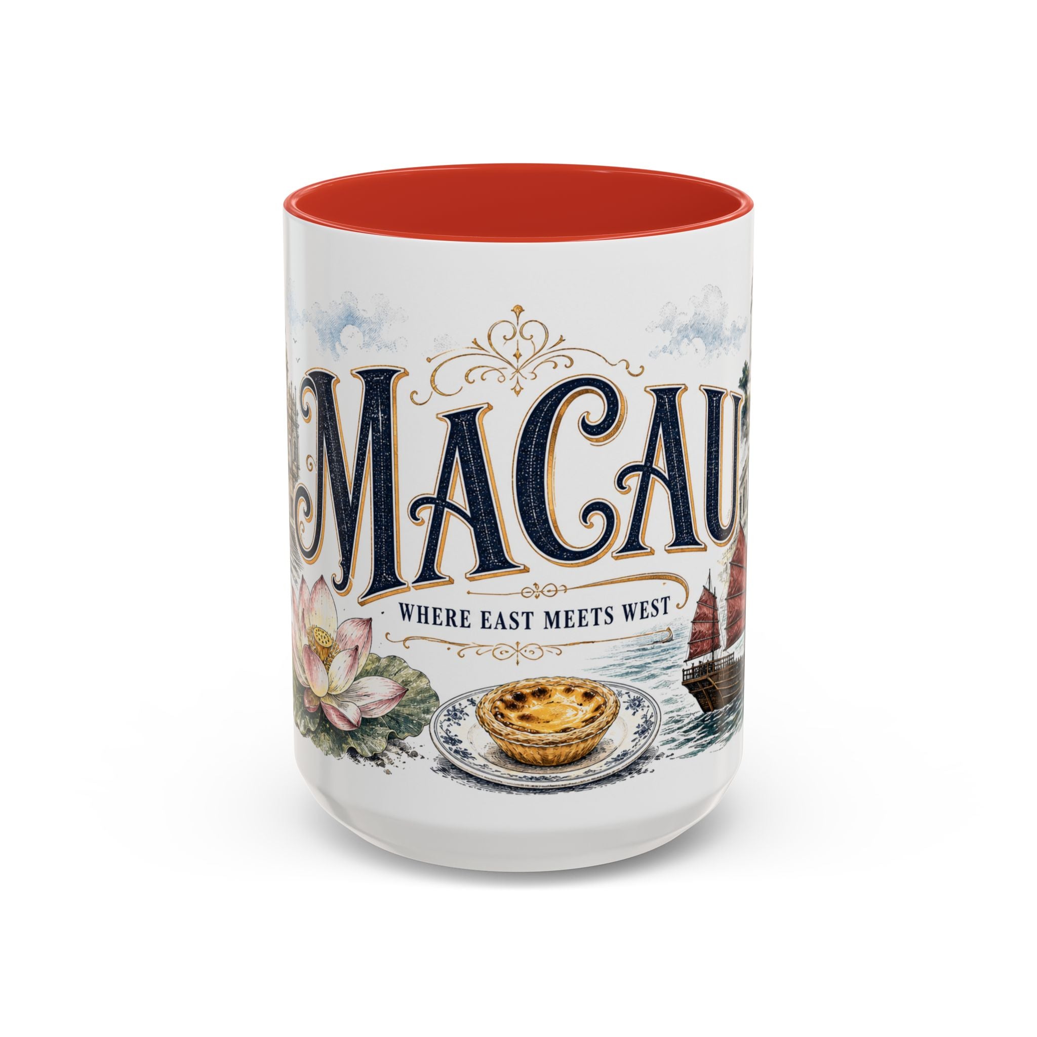 Macau Coffee Mug | Macau Travel Souvenir | Vintage Illustrated City Gift | 11 oz 15 oz Accent Mug