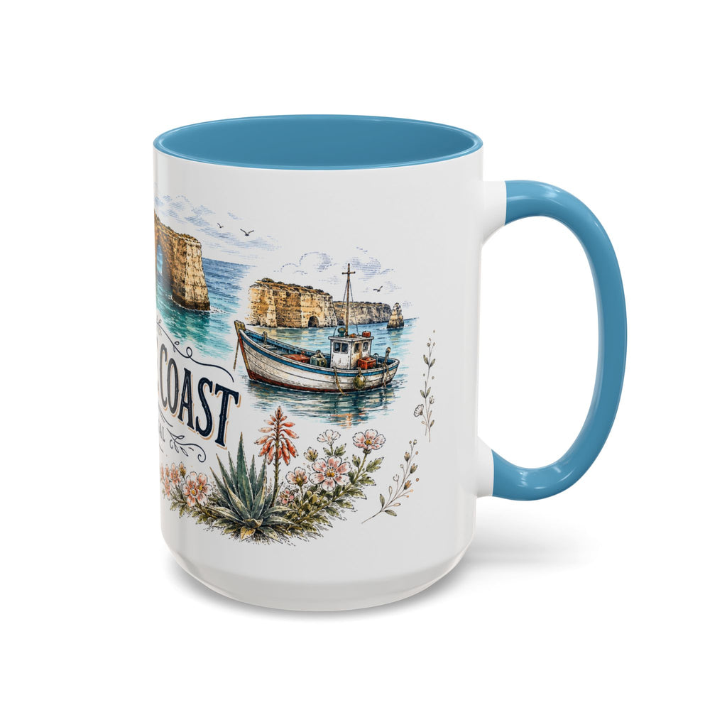 Algarve Coast Mug, Portugal Travel Souvenir, Bucket List Gift, Accent Ceramic Coffee Mug 11oz 15oz