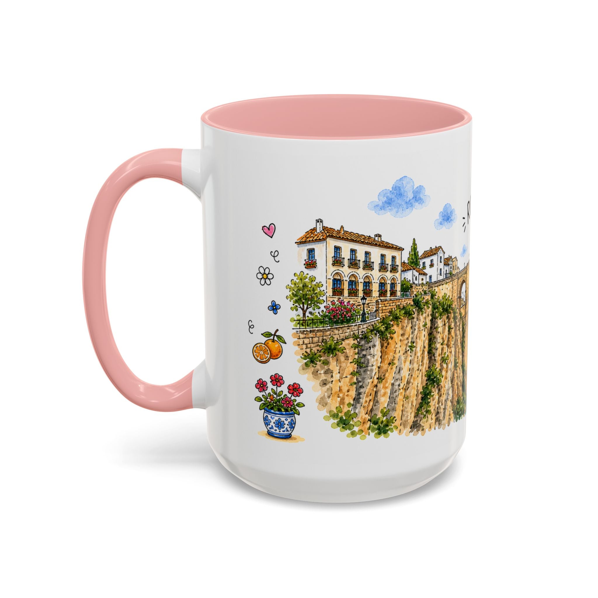 Ronda Illustrated Travel Mug | Spain Souvenir Accent Coffee Mug | 11oz 15oz Ceramic Cup