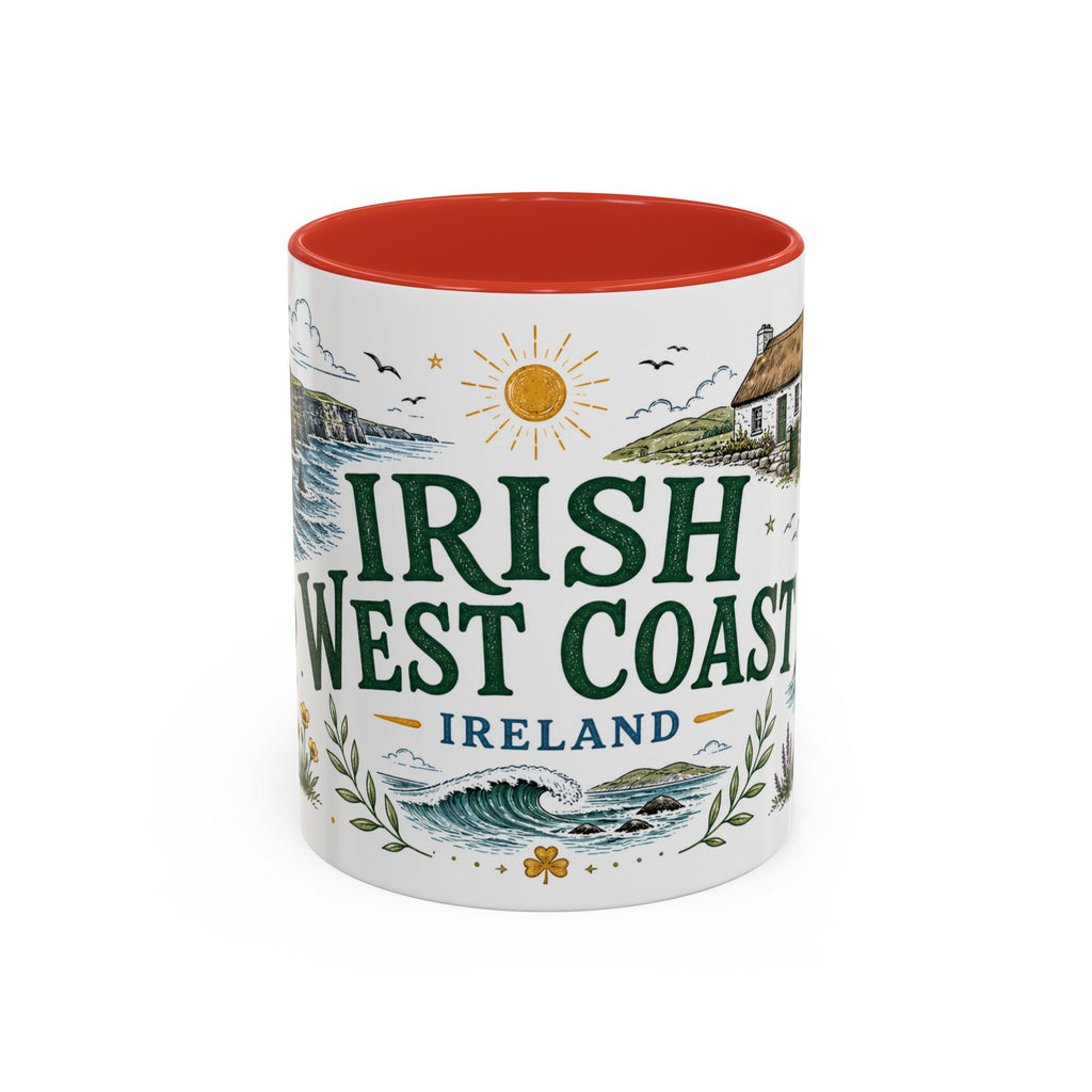 Irish West Coast Coffee Mug | Travel Destination Souvenir Gift | Accent Color Ceramic 11oz 15oz