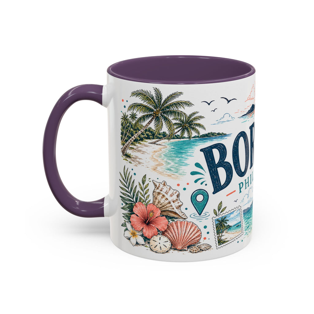 Boracay Coffee Mug | Travel Destination Souvenir Gift | Accent Color Ceramic 11oz 15oz