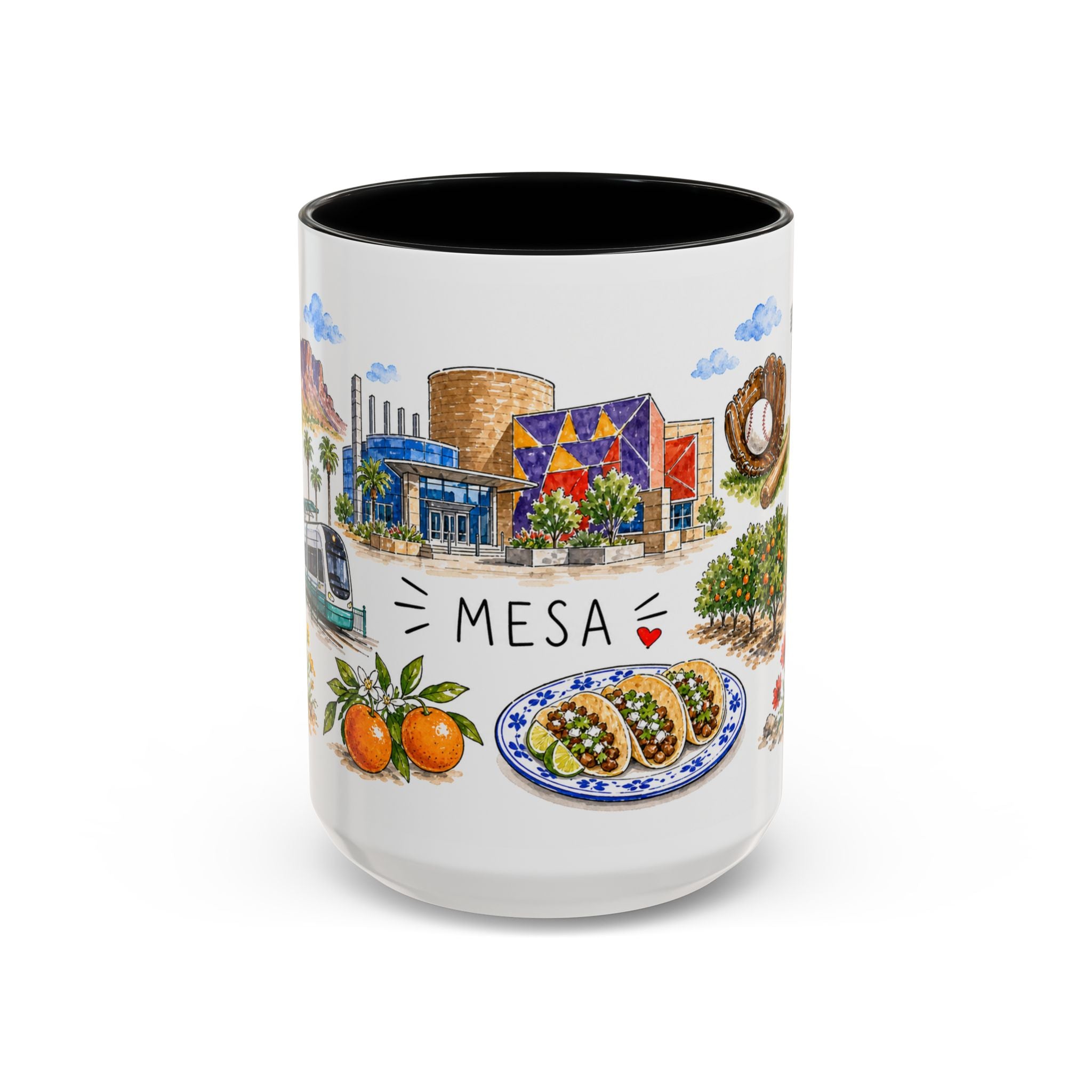 Mesa Illustrated Travel Mug | City Souvenir Accent Coffee Mug | 11oz 15oz Ceramic Cup