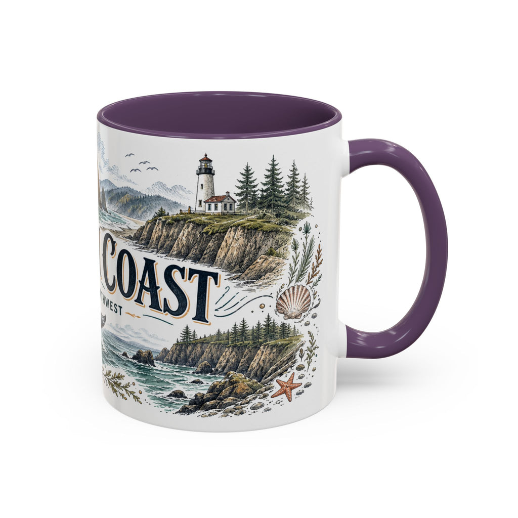 Oregon Coast Mug, Pacific Northwest Travel Souvenir, Bucket List Gift, Accent Ceramic Coffee Mug 11oz 15oz