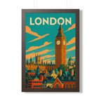 London Big Ben United Kingdom Framed Poster | Vintage Travel Wall Art | Black Walnut White Frame | 16x24 20x30