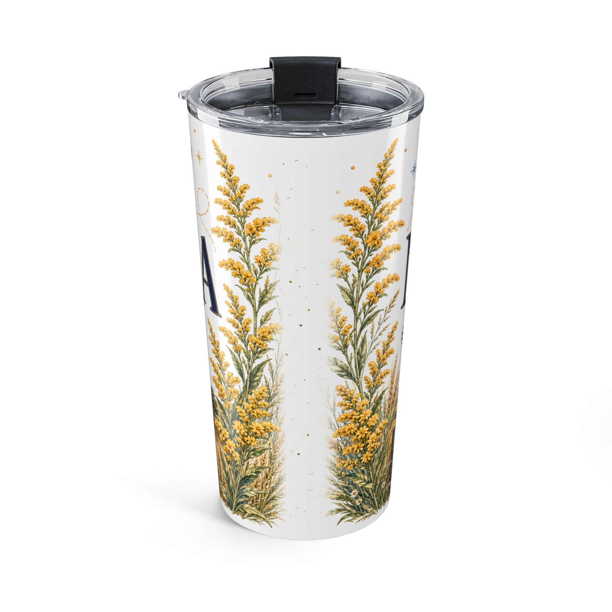 Nebraska State Flower 20oz Tumbler | Goldenrod Botanical State Flower Gift | Insulated Stainless Steel Travel Cup