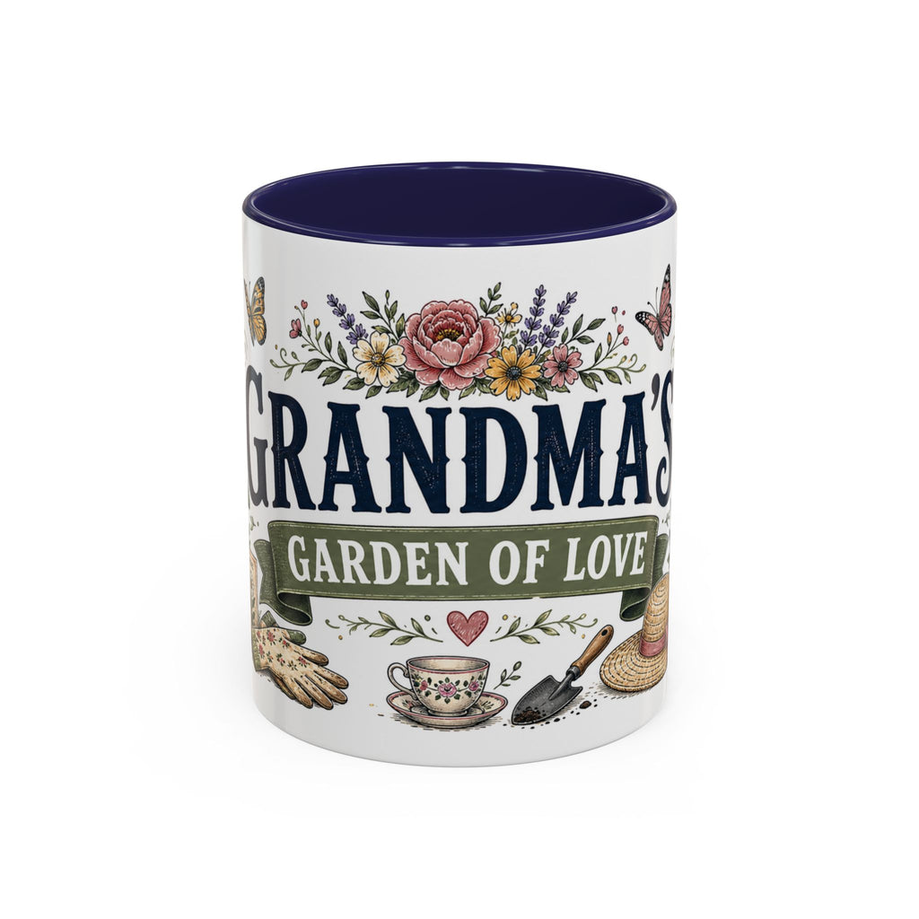 Grandma's Garden Of Love Coffee Mug | Gift From Grandkids | Accent Color Ceramic 11oz 15oz