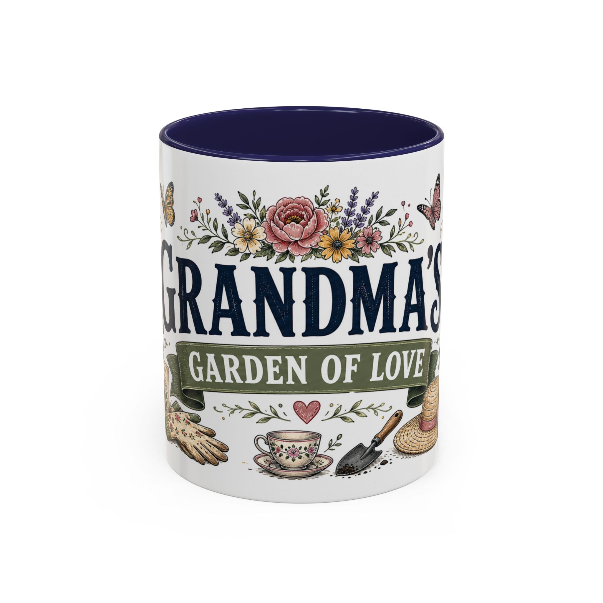 Grandma's Garden Of Love Coffee Mug | Gift From Grandkids | Accent Color Ceramic 11oz 15oz