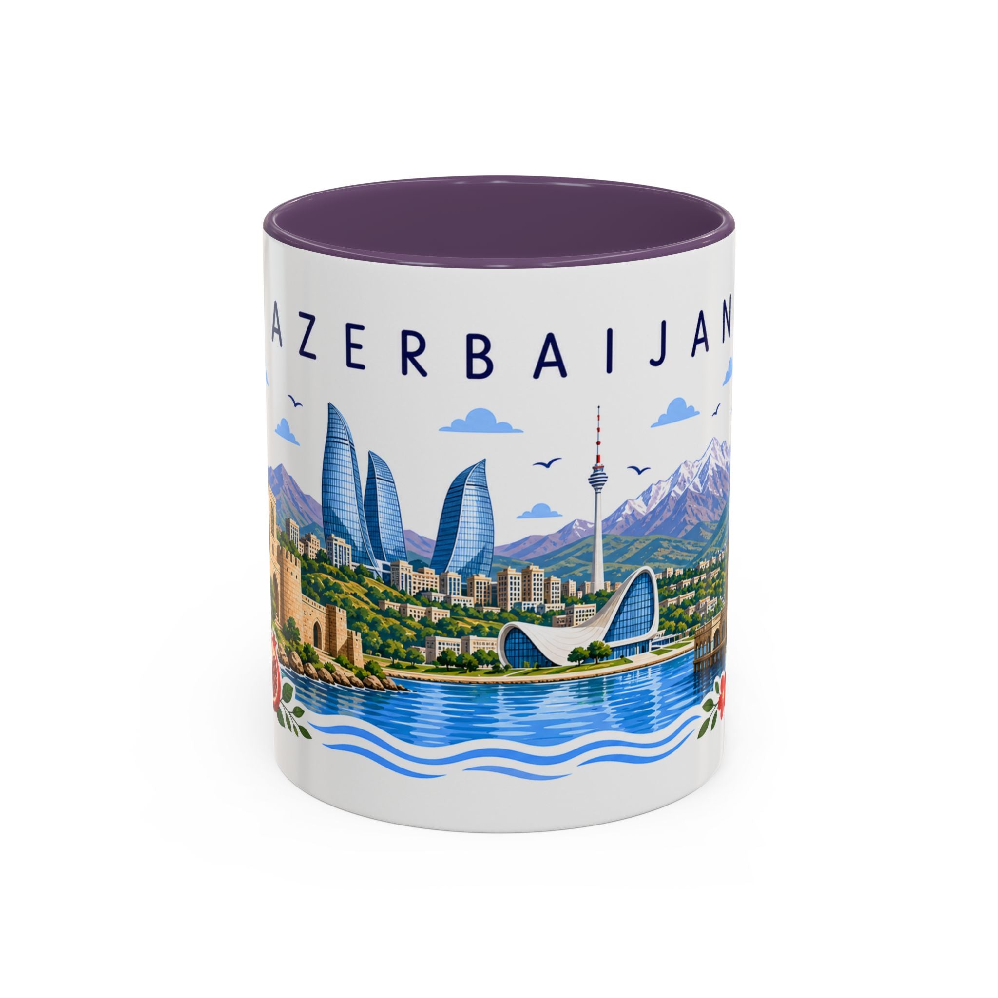 Azerbaijan Coffee Mug | Travel Souvenir Accent Mug | Place Gift Ceramic Cup 11oz 15oz