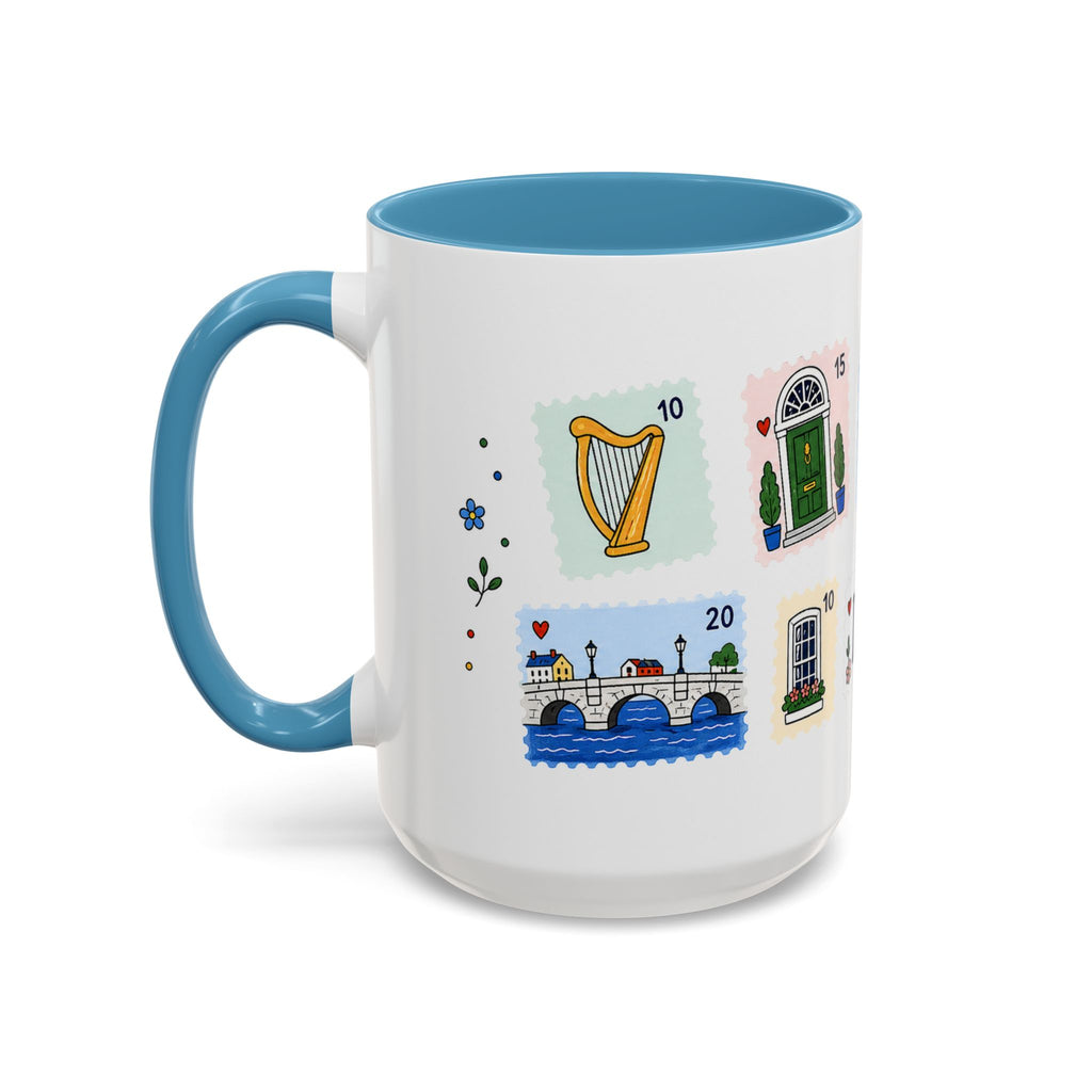 Dublin Coffee Mug | Postage Stamp Collage Mug | Travel Souvenir Accent Cup 11oz 15oz
