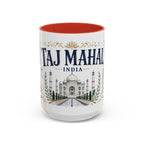 Taj Mahal Coffee Mug | Travel Destination Souvenir Gift | Accent Color Ceramic 11oz 15oz
