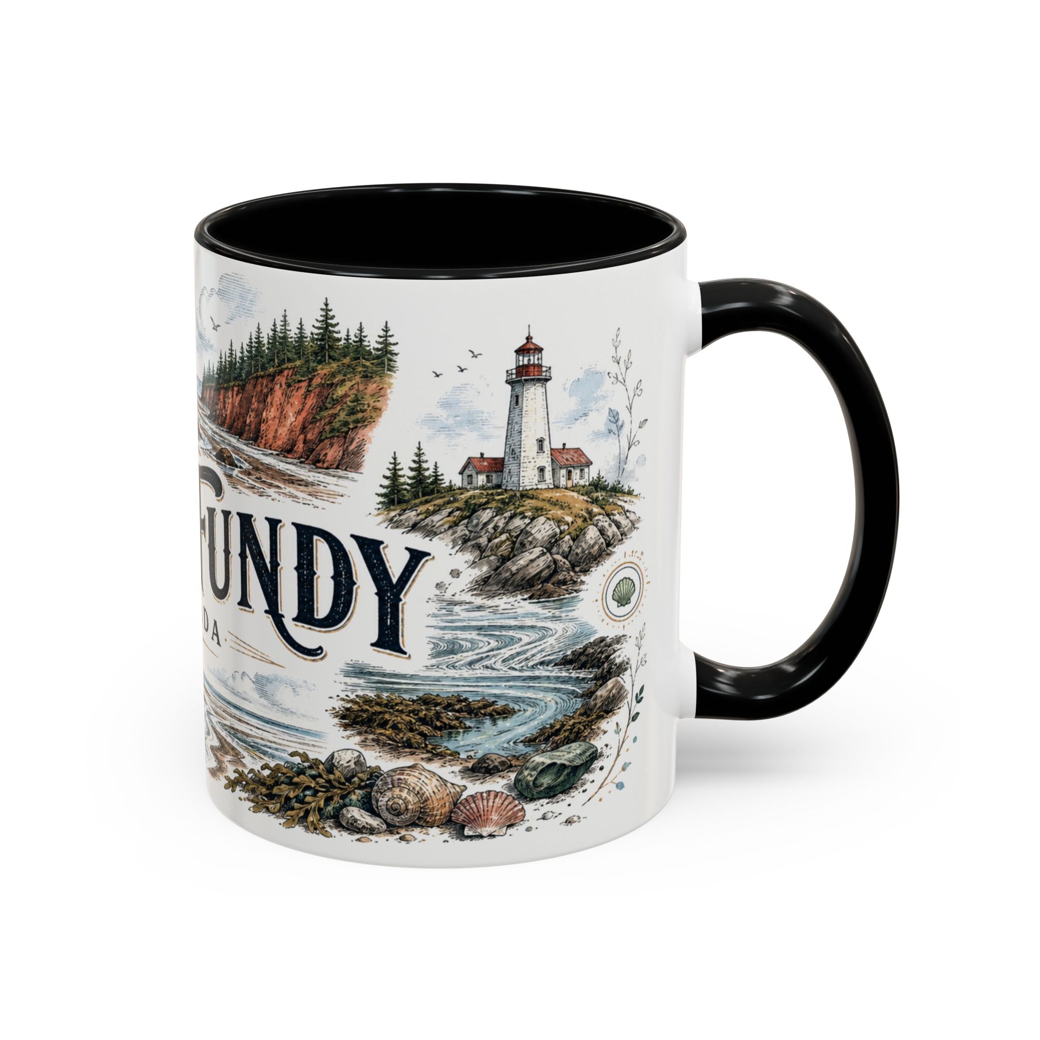 Bay of Fundy Mug, Canada Travel Souvenir, Bucket List Gift, Accent Ceramic Coffee Mug 11oz 15oz