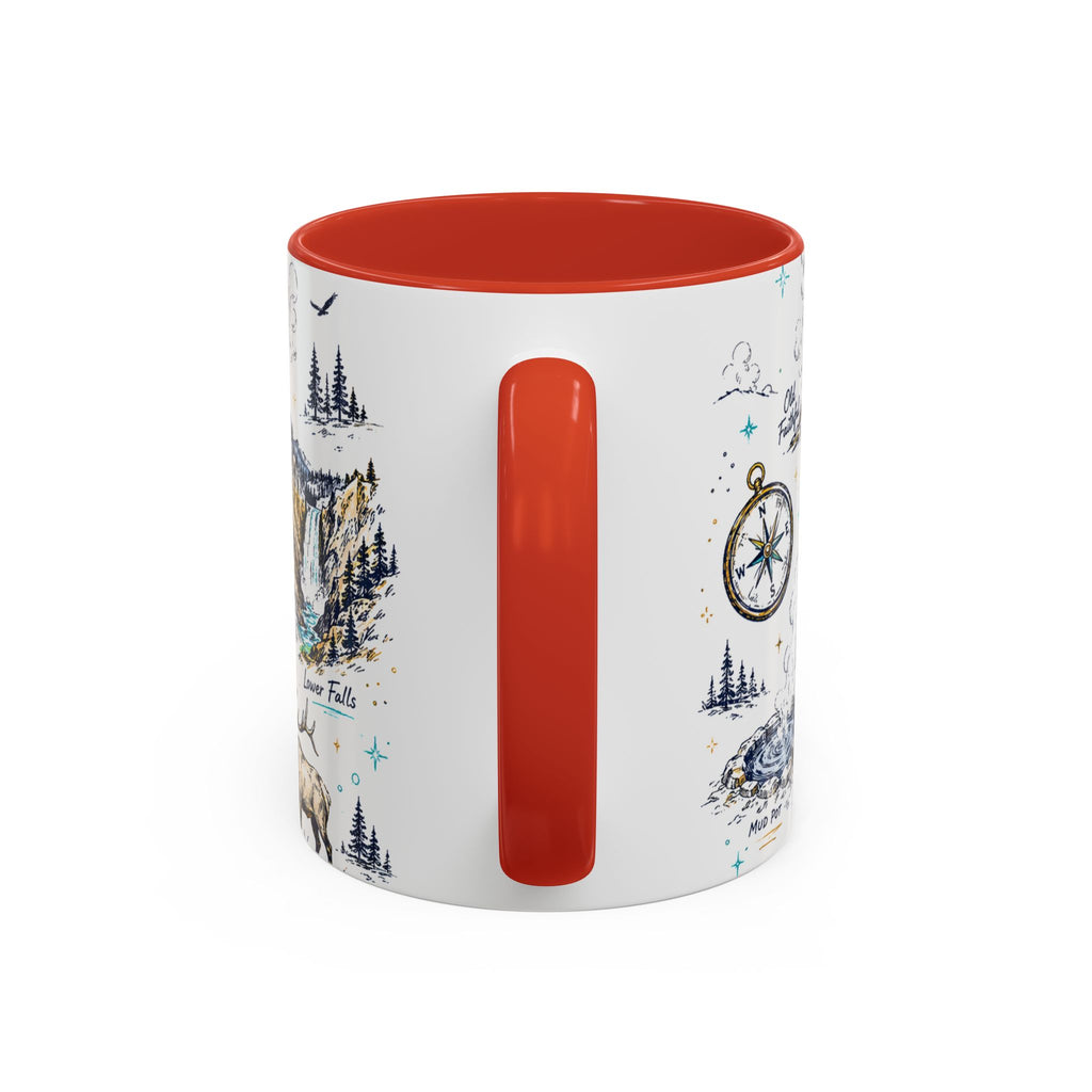 Yellowstone National Park Coffee Mug | Hiking Camping Nature Gift | Accent Color Ceramic 11oz 15oz