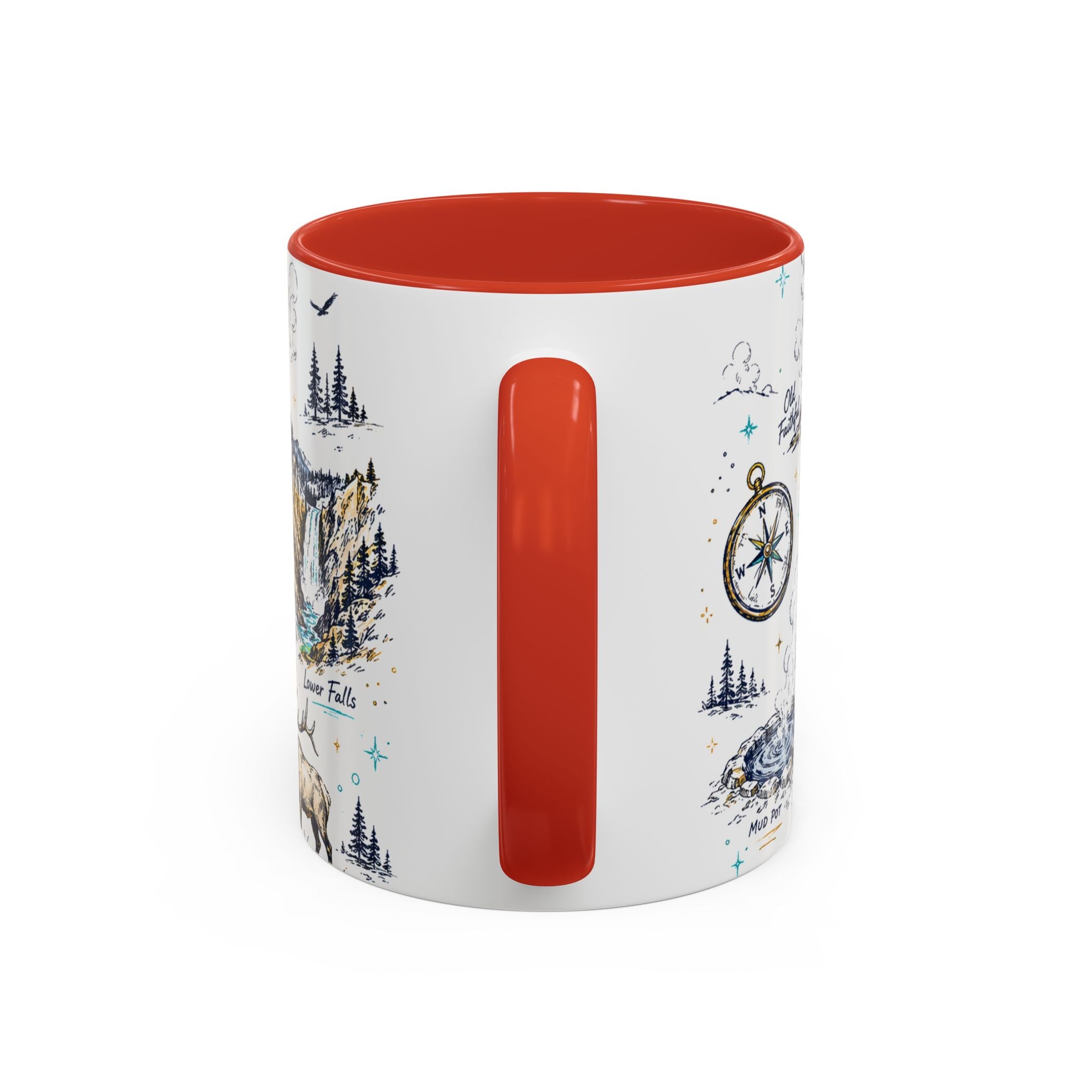 Yellowstone National Park Coffee Mug | Hiking Camping Nature Gift | Accent Color Ceramic 11oz 15oz