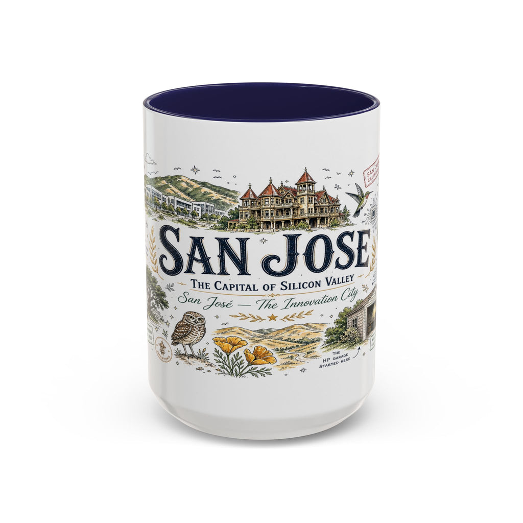 San Jose Coffee Mug | California Souvenir City Gift | Accent Color Ceramic 11oz 15oz