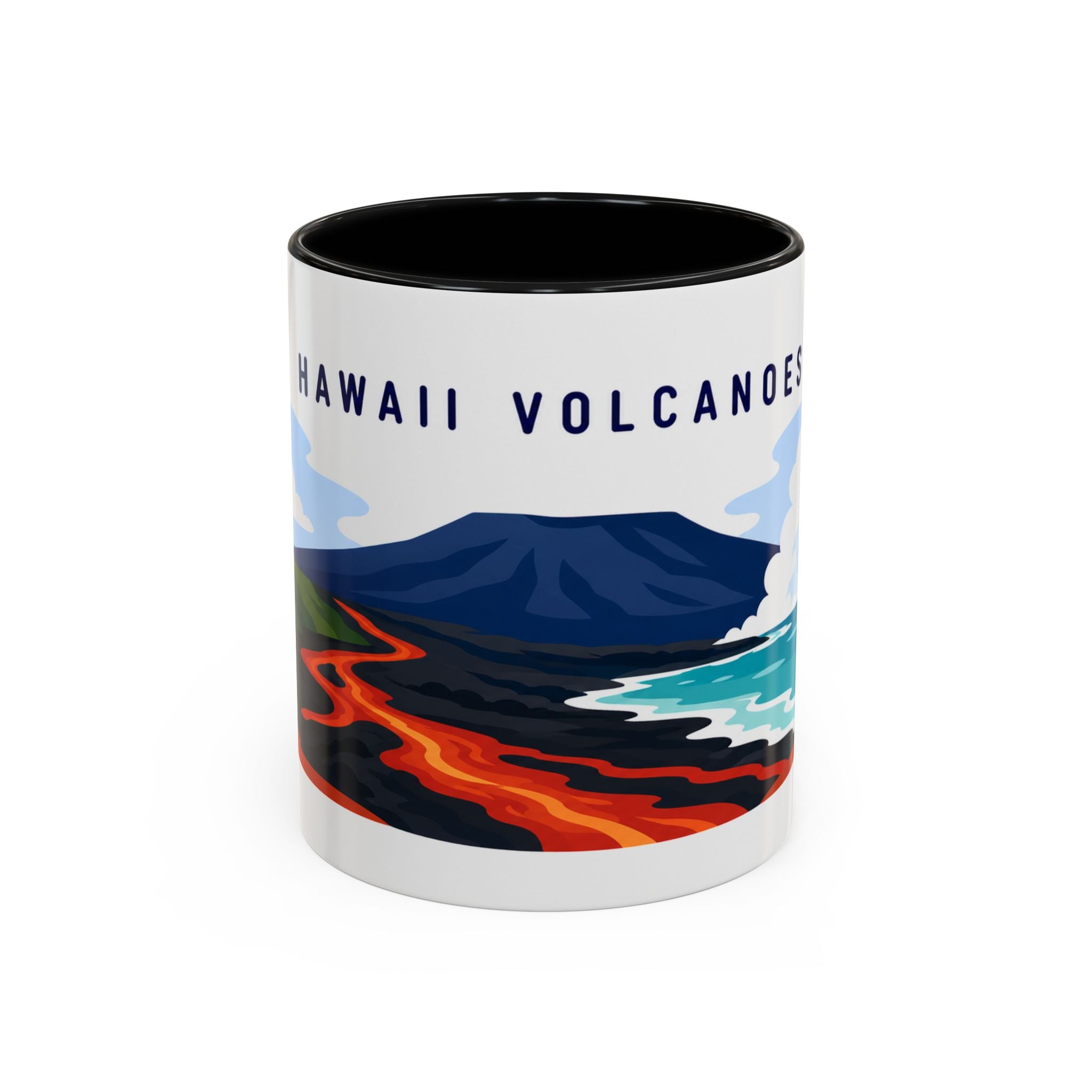 Hawaii Volcanoes Coffee Mug | Travel Destination Souvenir Gift | Accent Color Ceramic 11oz 15oz