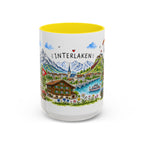 Interlaken Illustrated Travel Mug | Switzerland Souvenir Accent Coffee Mug | 11oz 15oz Ceramic Cup