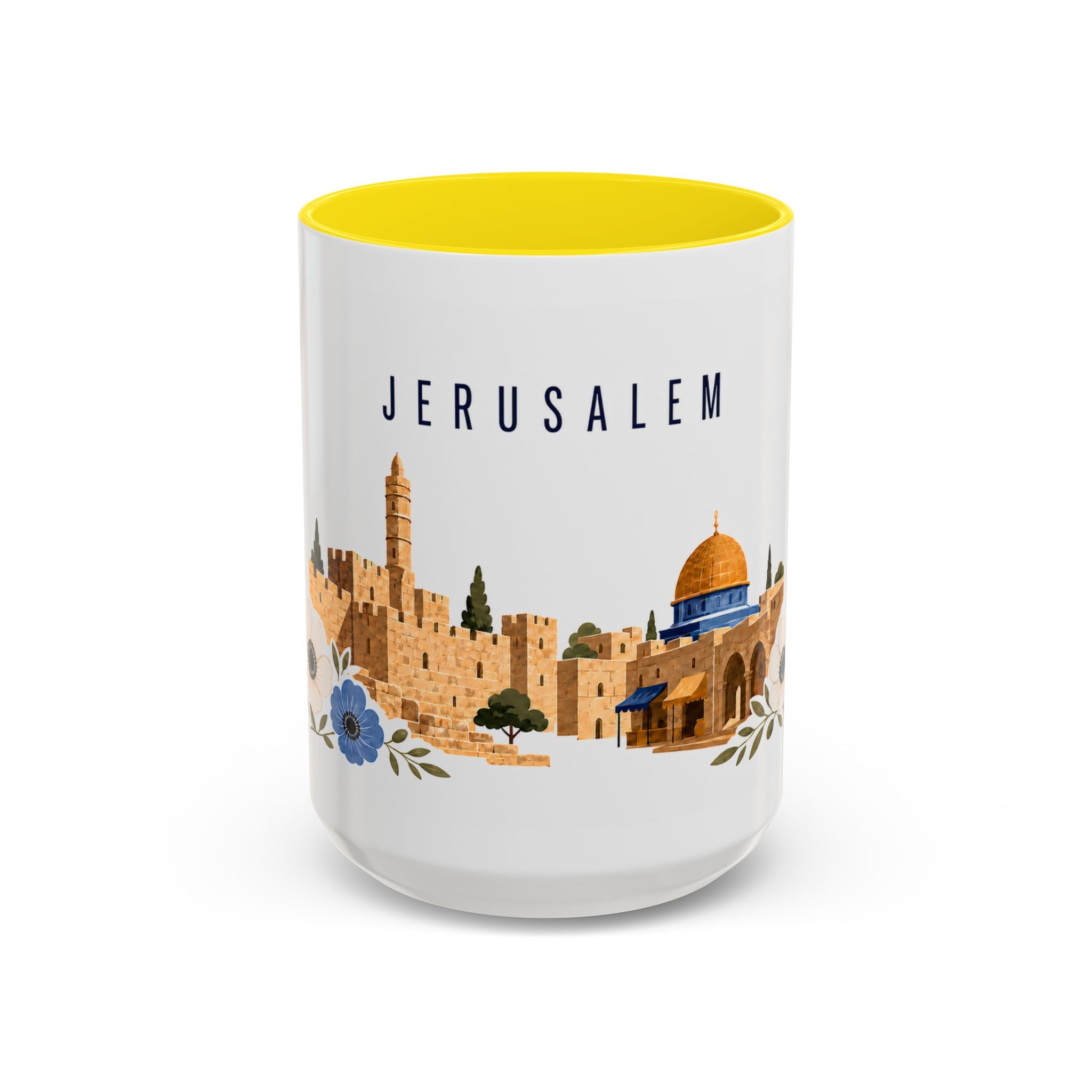 Jerusalem Coffee Mug | Israel Travel Souvenir | Porcelain Decal City Gift | 11oz 15oz Accent Mug