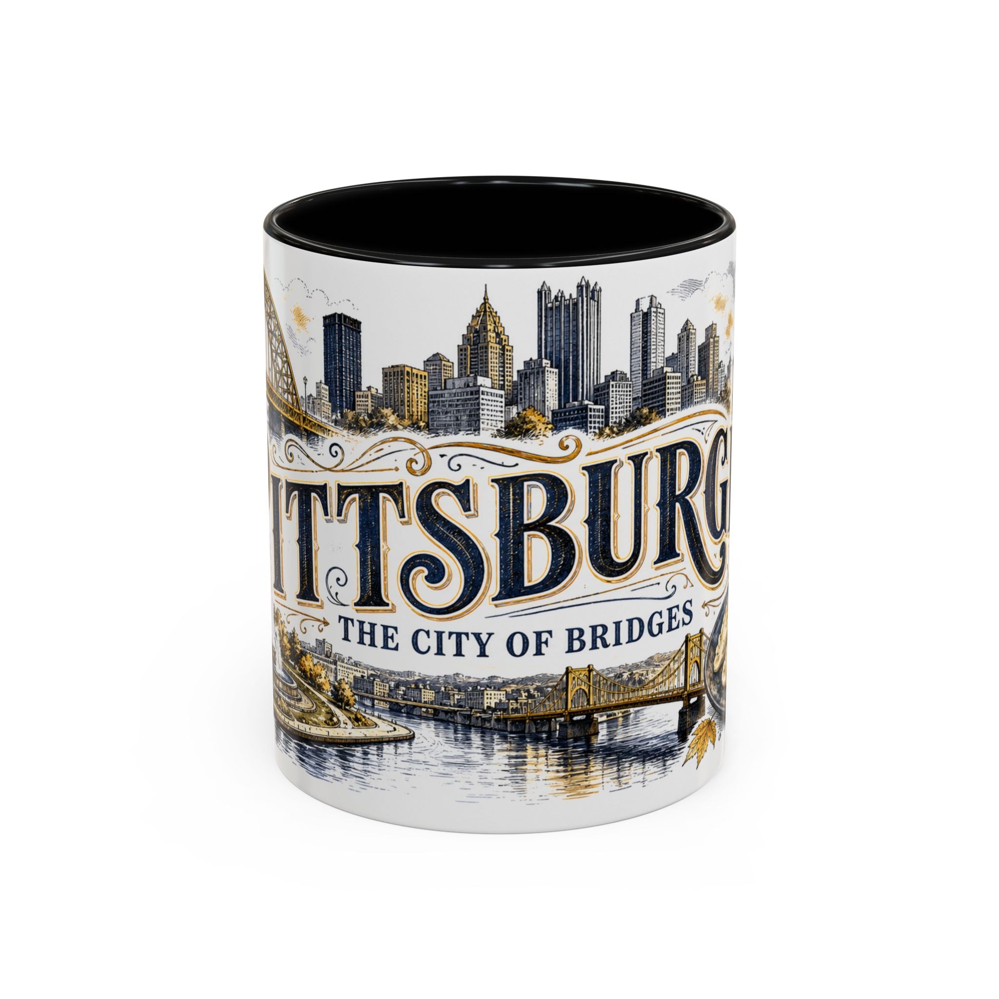 Pittsburgh Coffee Mug | United States Travel Souvenir | Vintage Illustrated City Gift | 11 oz 15 oz Accent Mug