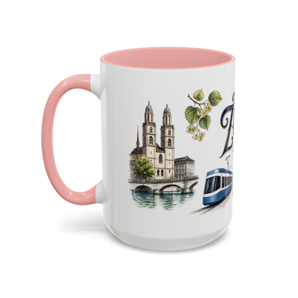 Zurich Coffee Mug | Switzerland Travel Souvenir | Vintage Illustrated City Gift | 11 oz 15 oz Accent Mug