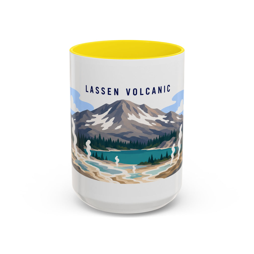 Lassen Volcanic National Park Coffee Mug | Solid Color Block Park Souvenir | 11oz 15oz Accent Mug