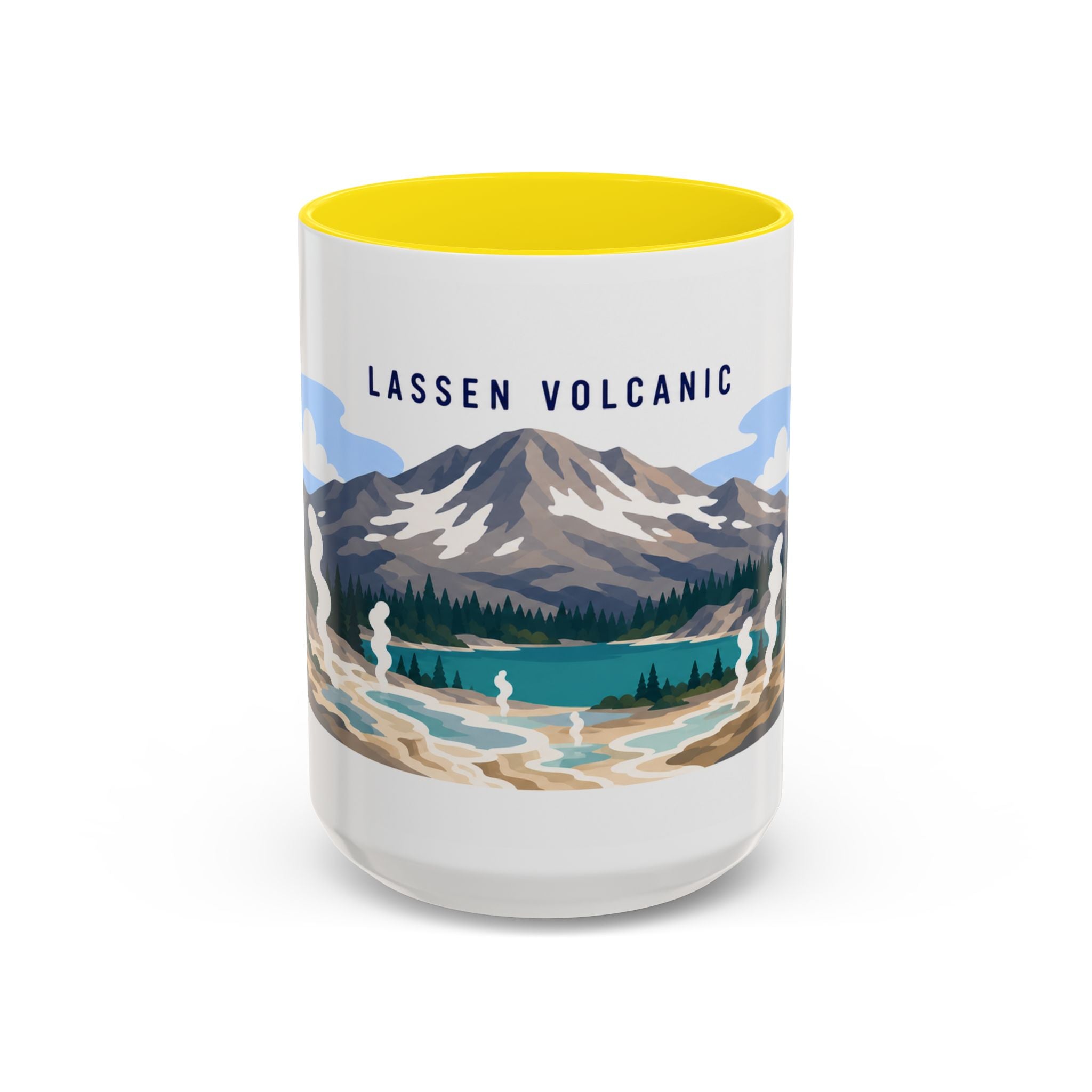 Lassen Volcanic National Park Coffee Mug | Solid Color Block Park Souvenir | 11oz 15oz Accent Mug