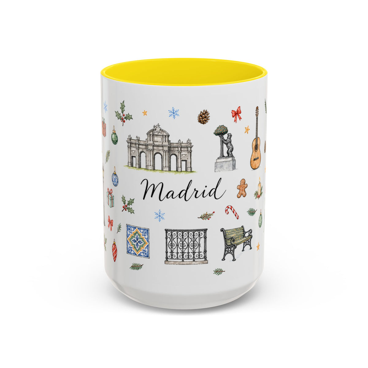 Madrid Christmas Mug | Watercolor City Souvenir, Travel Memories, Ceramic Coffee Cup