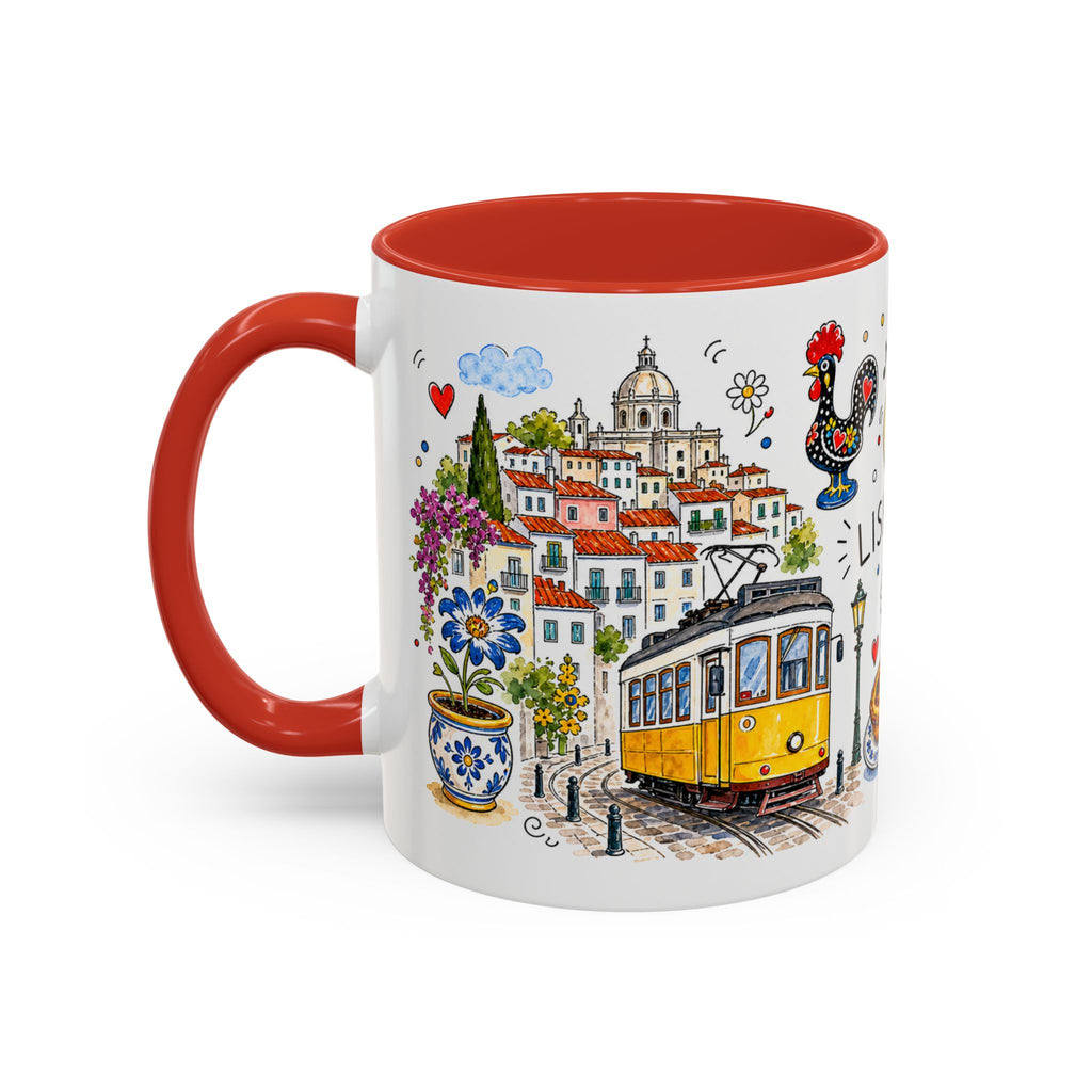 Lisbon Travel Mug | European City Souvenir Accent Coffee Mug | 11oz 15oz Ceramic Cup