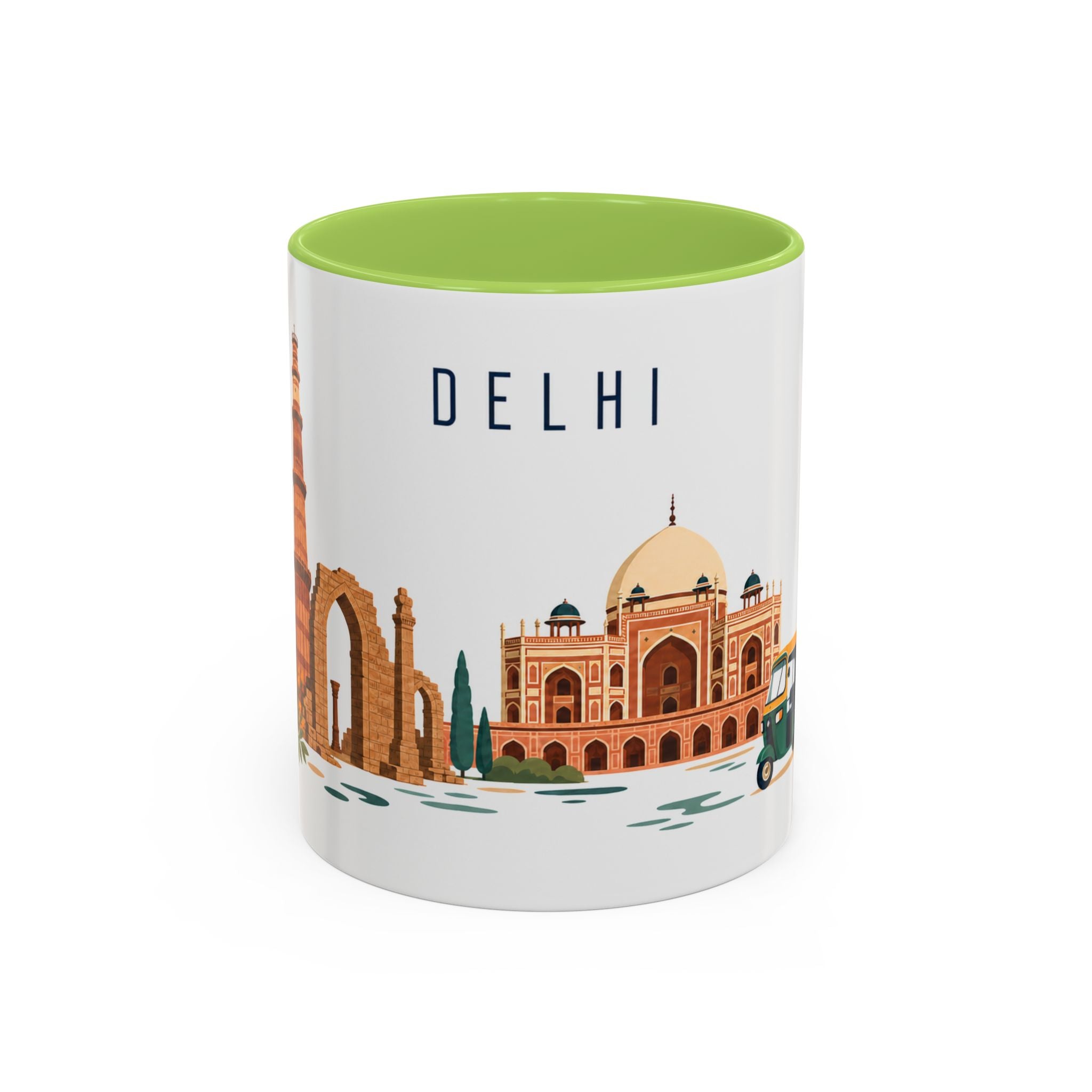Delhi Coffee Mug | India Travel Souvenir | Porcelain Decal City Gift | 11oz 15oz Accent Mug