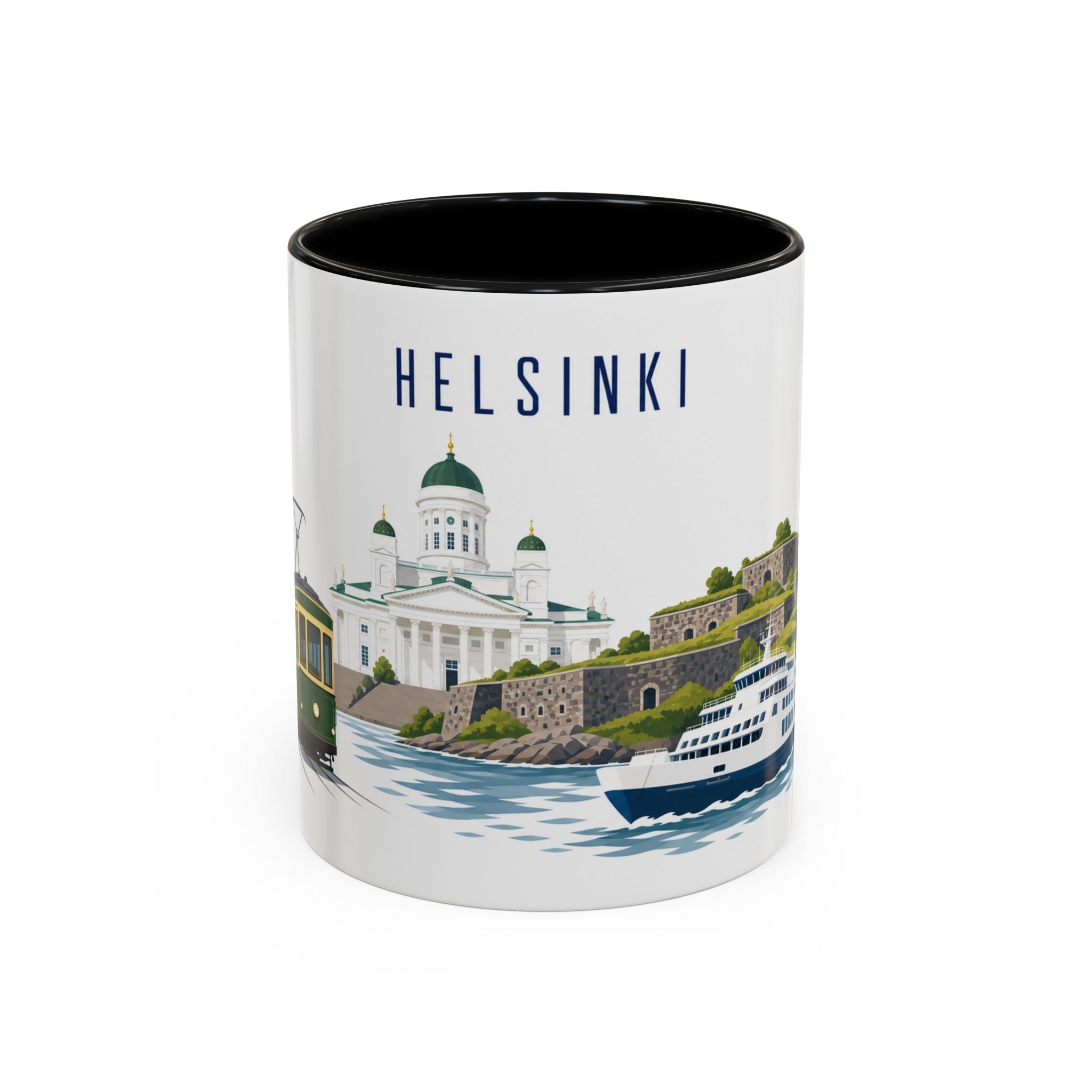 Helsinki Coffee Mug | Finland Travel Souvenir | Porcelain Decal City Gift | 11oz 15oz Accent Mug
