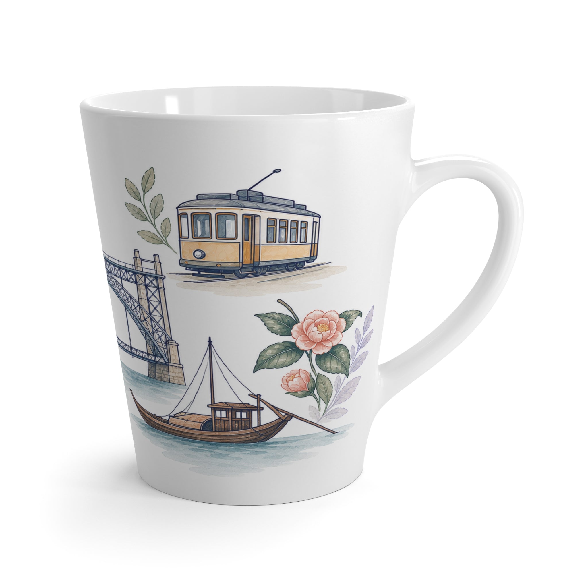 Porto Latte Mug | Watercolor City Travel Mug | 12 oz Ceramic Souvenir Gift