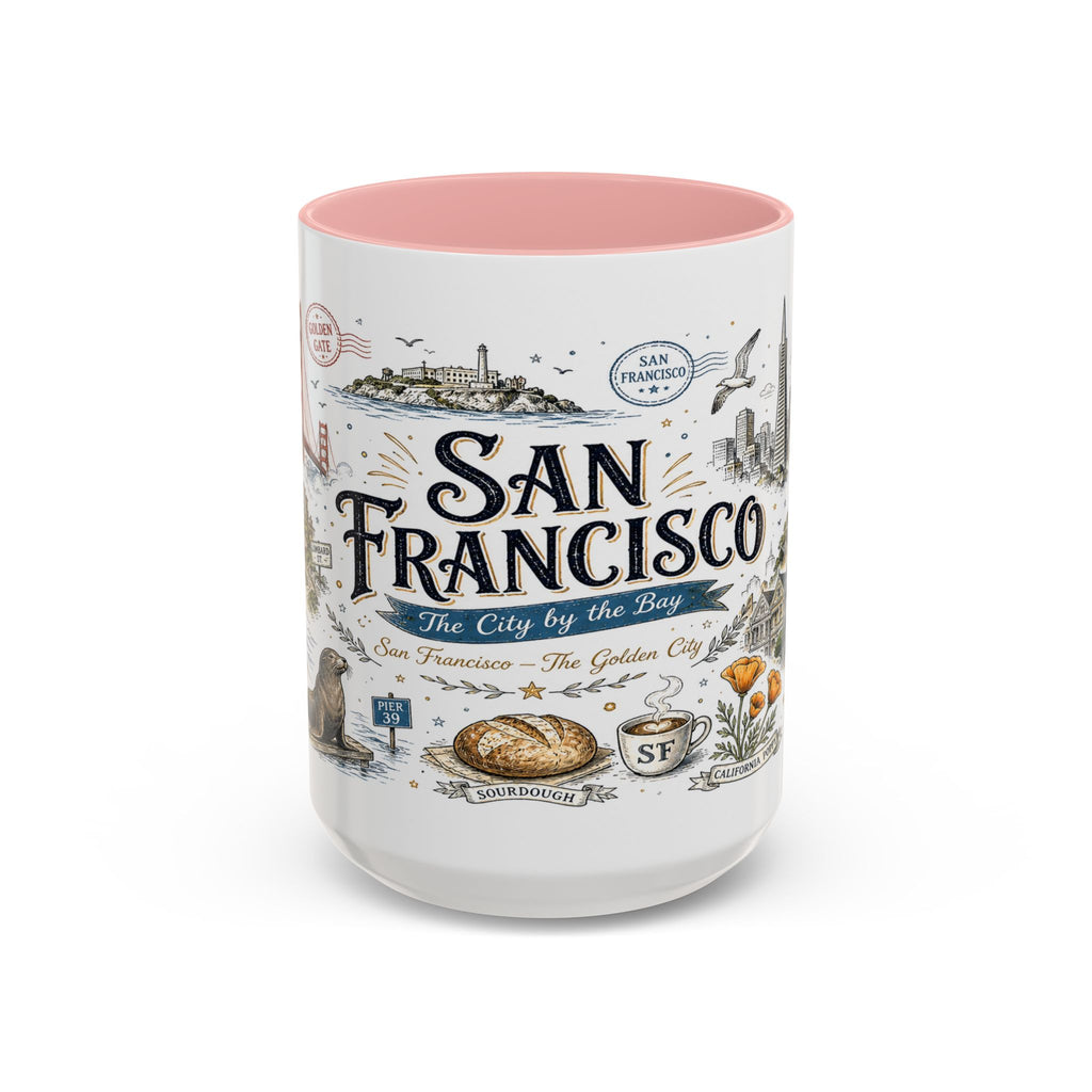 San Francisco Coffee Mug | California Souvenir Travel Gift | Accent Color Ceramic 11oz 15oz