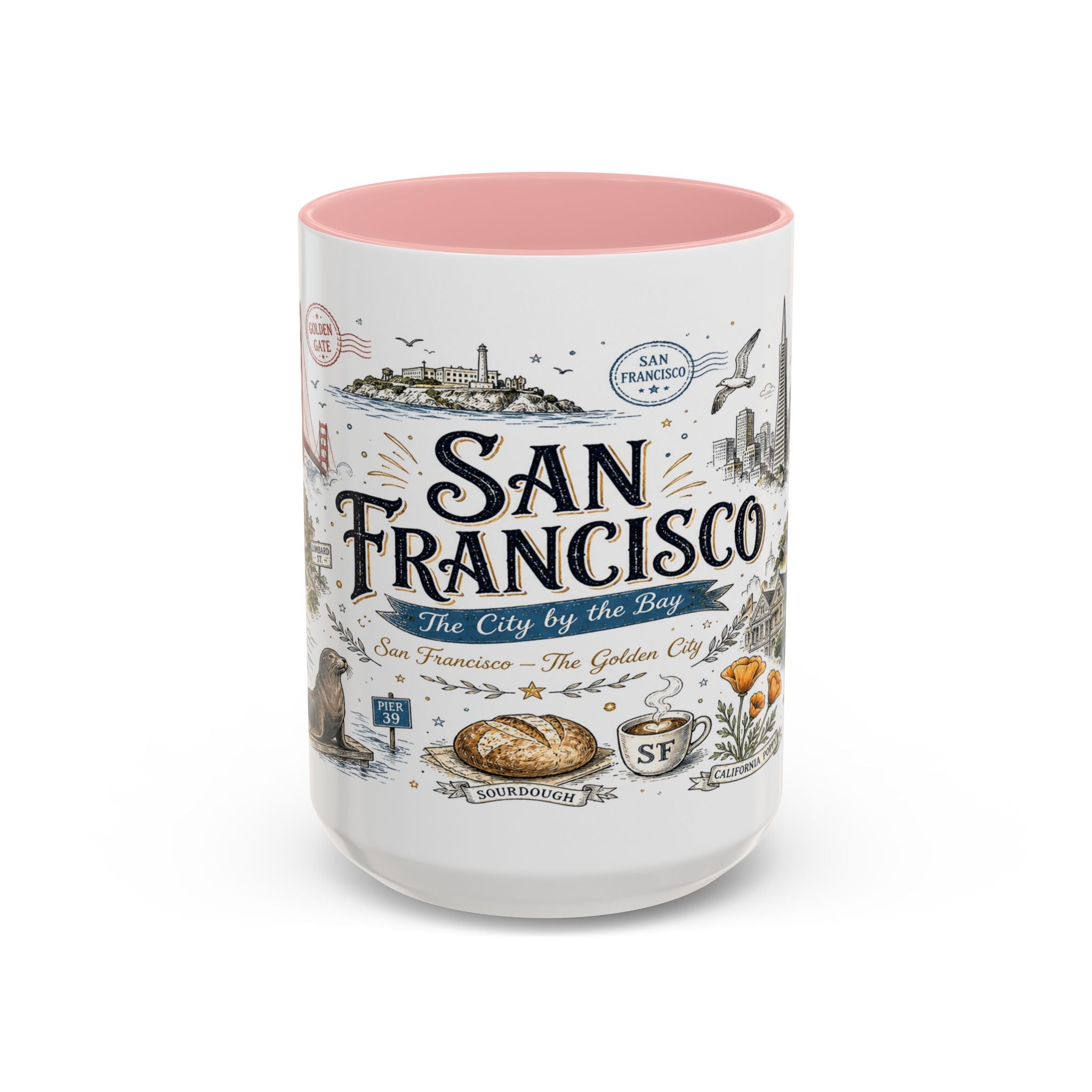 San Francisco Coffee Mug | California Souvenir Travel Gift | Accent Color Ceramic 11oz 15oz