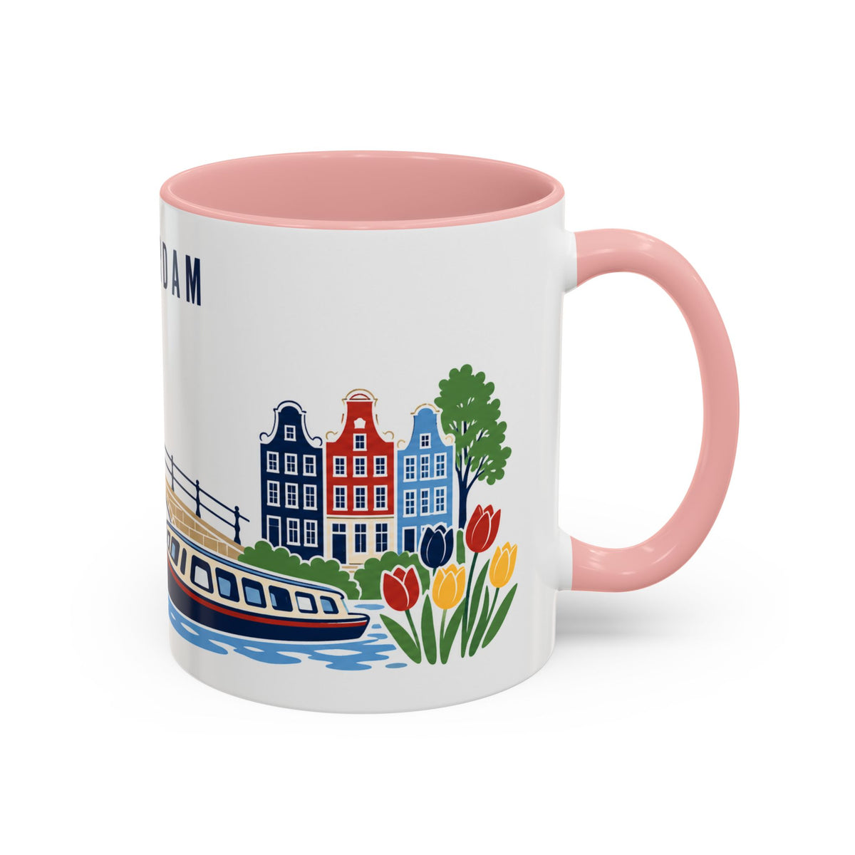 Amsterdam Coffee Mug | Netherlands Travel Souvenir | Porcelain Decal City Gift | 11oz 15oz Accent Mug