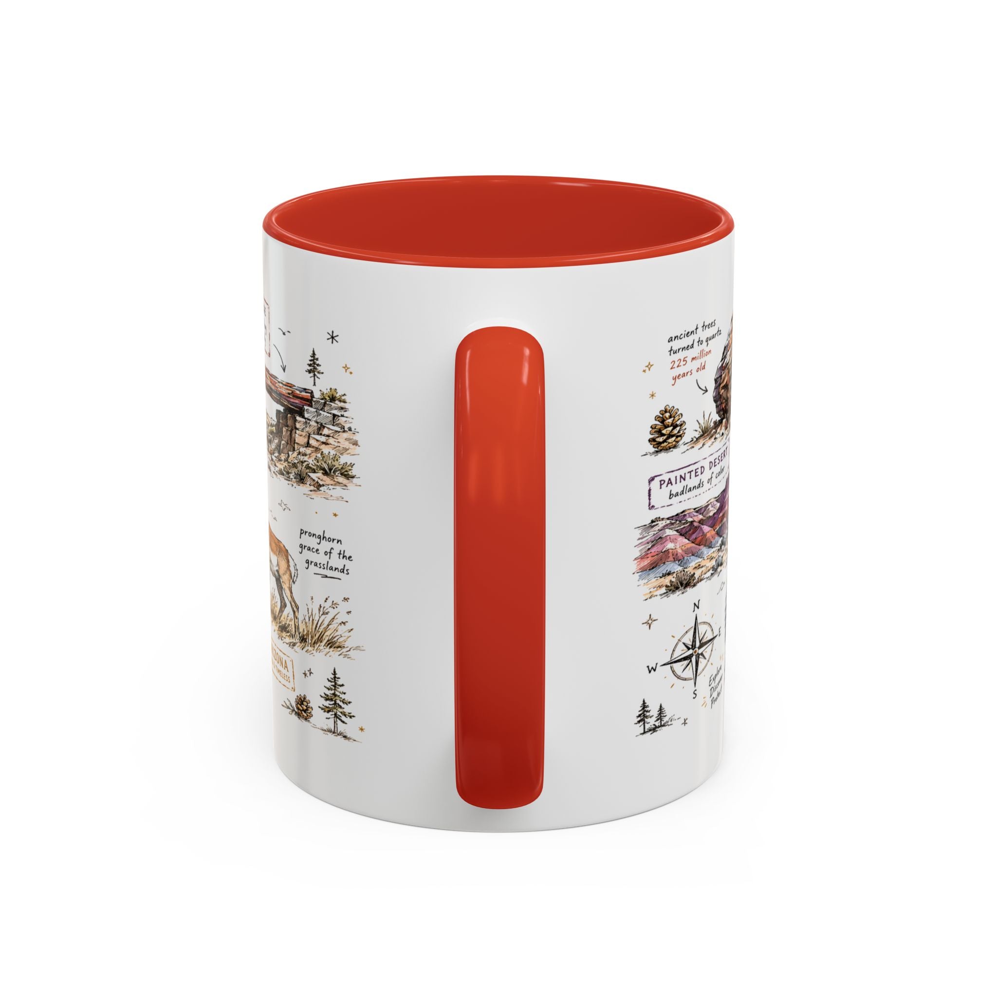 Petrified Forest National Park Coffee Mug | Arizona Painted Desert Fossil Gift | Accent Color Ceramic 11oz 15oz