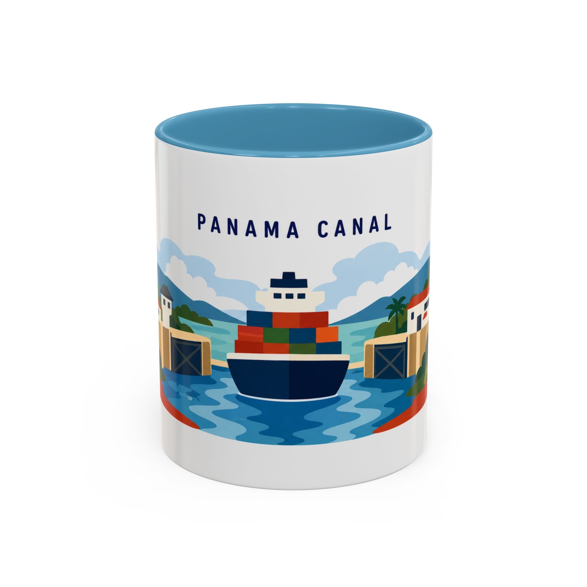 Panama Canal Coffee Mug | Travel Destination Souvenir Gift | Accent Color Ceramic 11oz 15oz