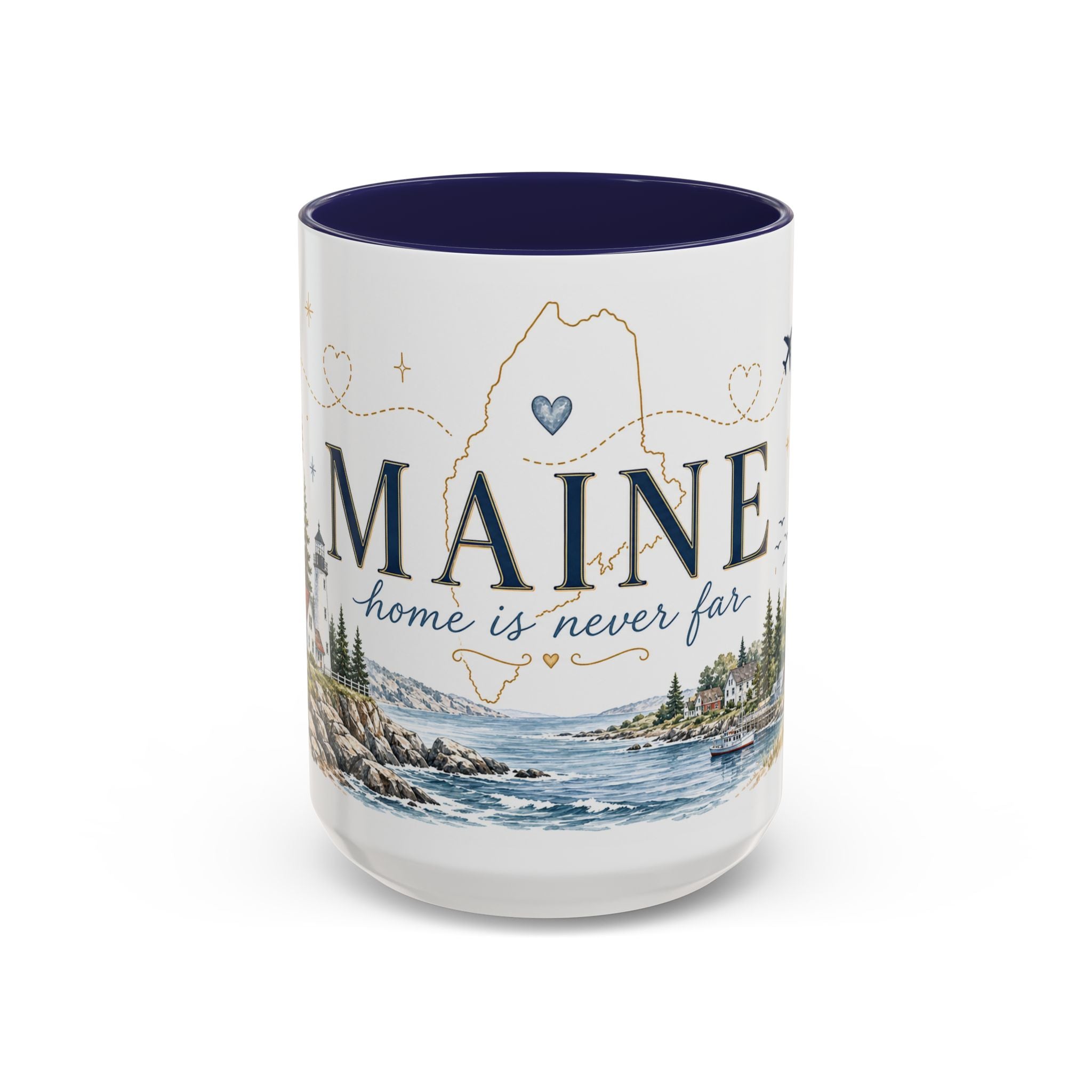 Maine State Mug | Moving Away, Long Distance Friendship Gift | 11oz 15oz Accent Mug
