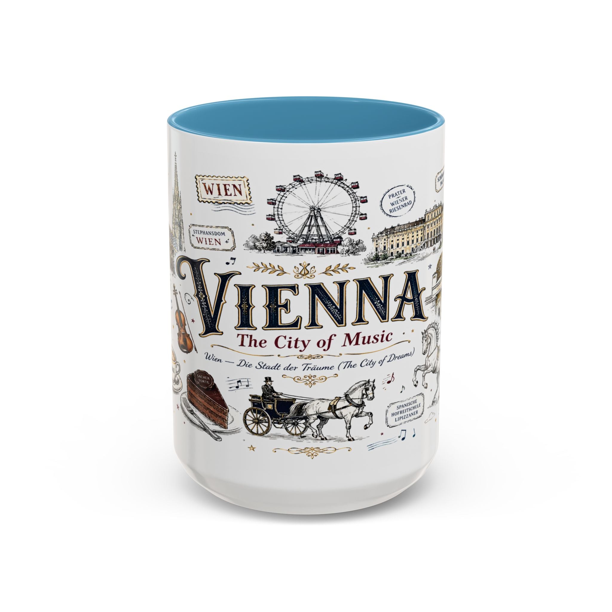 Vienna Coffee Mug | Austria Souvenir Travel Gift | Accent Color Ceramic 11oz 15oz