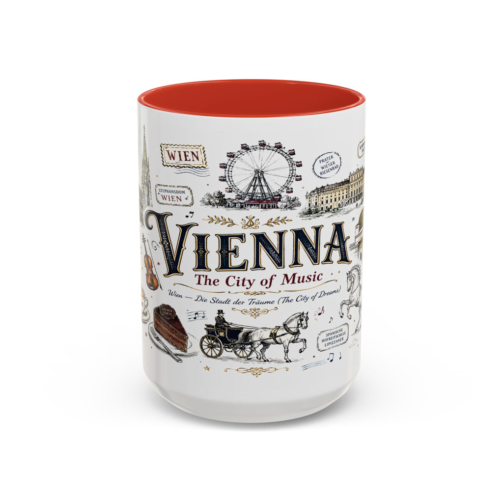 Vienna Coffee Mug | Austria Souvenir Travel Gift | Accent Color Ceramic 11oz 15oz