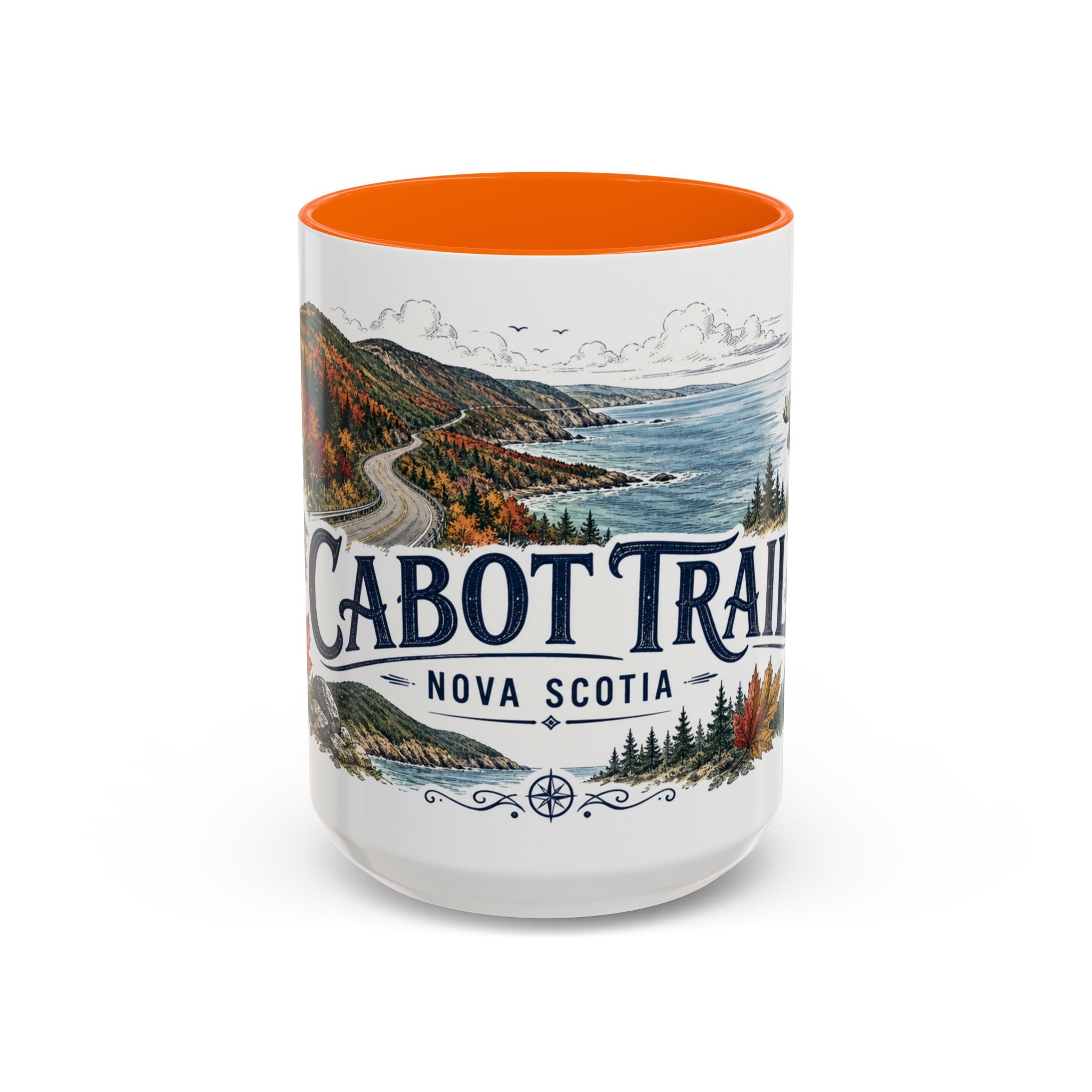 Cabot Trail Mug, Nova Scotia Travel Souvenir, Bucket List Gift, Accent Ceramic Coffee Mug 11oz 15oz