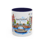 Amsterdam Travel Mug | European City Souvenir Accent Coffee Mug | 11oz 15oz Ceramic Cup
