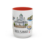 Helsinki Illustrated Travel Mug | City Souvenir Accent Coffee Mug | 11oz 15oz Ceramic Cup