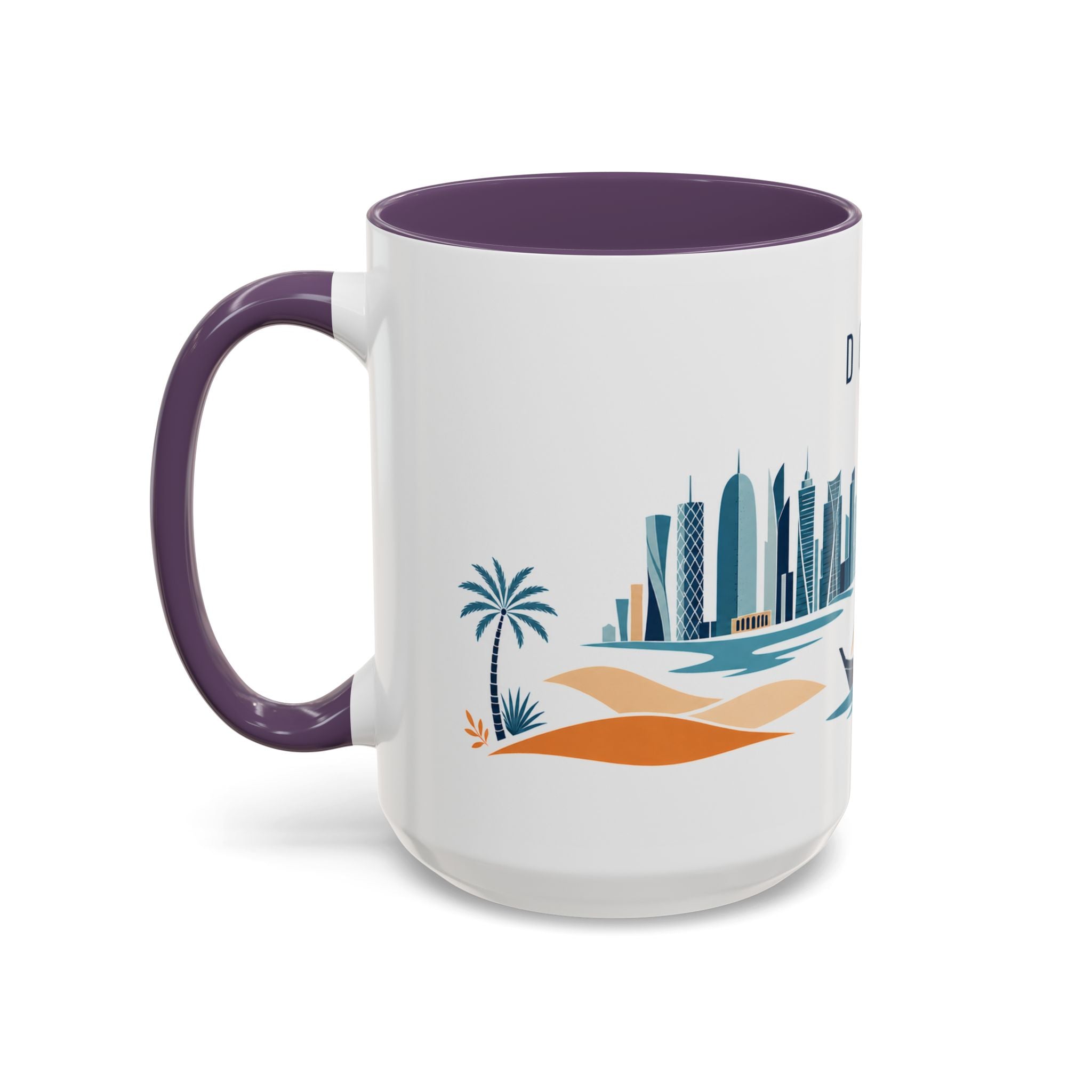 Doha Coffee Mug | Qatar Travel Souvenir | Porcelain Decal City Gift | 11oz 15oz Accent Mug