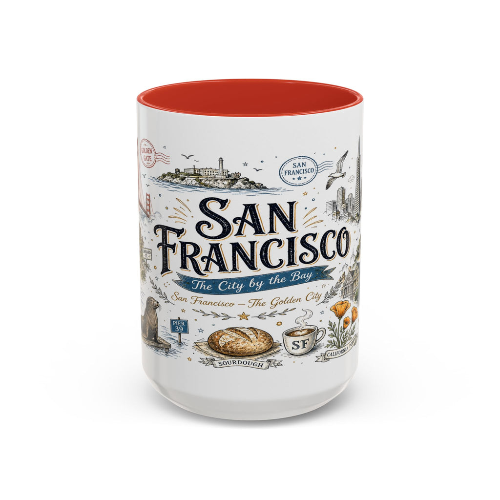 San Francisco Coffee Mug | California Souvenir Travel Gift | Accent Color Ceramic 11oz 15oz