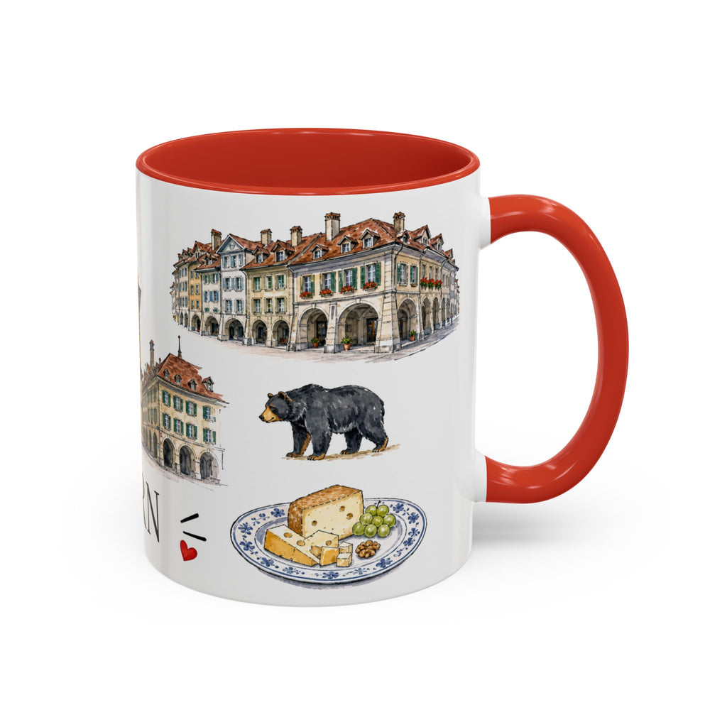 Bern Illustrated Travel Mug | City Souvenir Accent Coffee Mug | 11oz 15oz Ceramic Cup