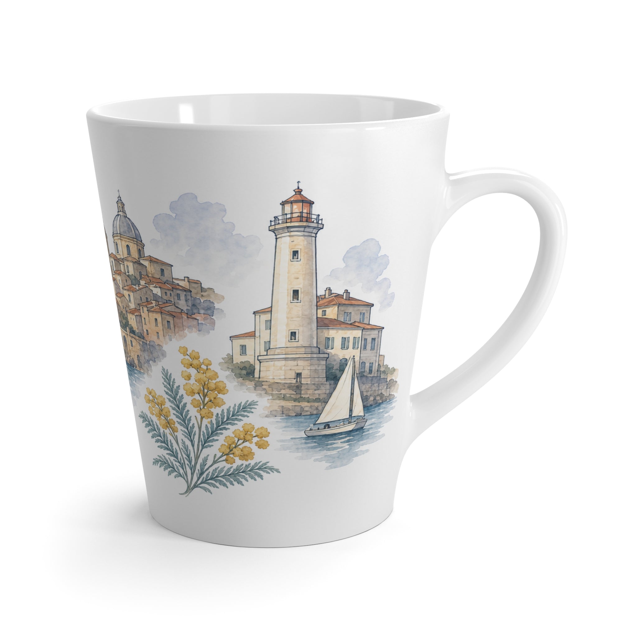 Nice Latte Mug | Watercolor City Travel Mug | 12 oz Ceramic Souvenir Gift