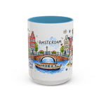 Amsterdam Travel Mug | European City Souvenir Accent Coffee Mug | 11oz 15oz Ceramic Cup