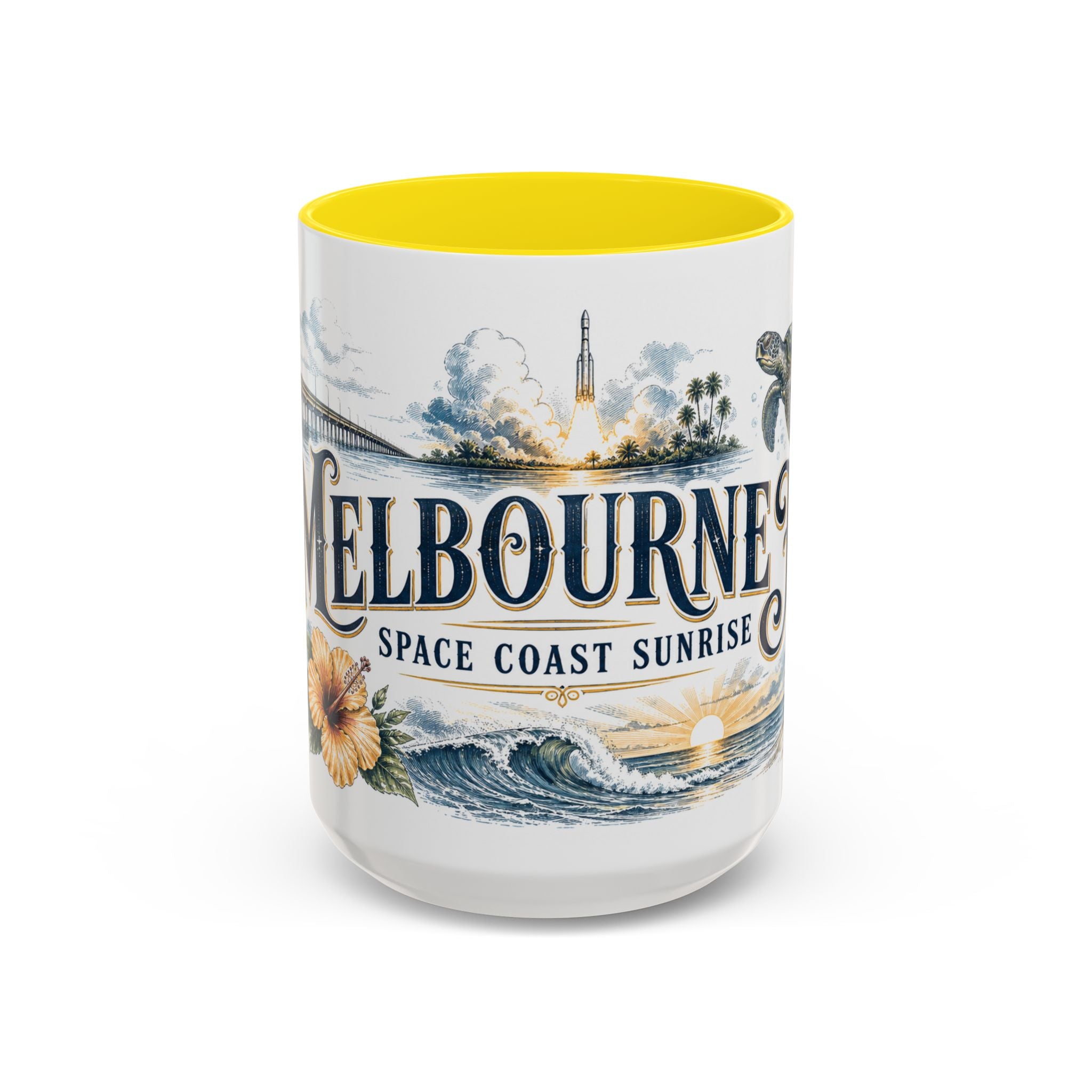 Melbourne FL Coffee Mug | United States Travel Souvenir | Vintage Illustrated City Gift | 11 oz 15 oz Accent Mug