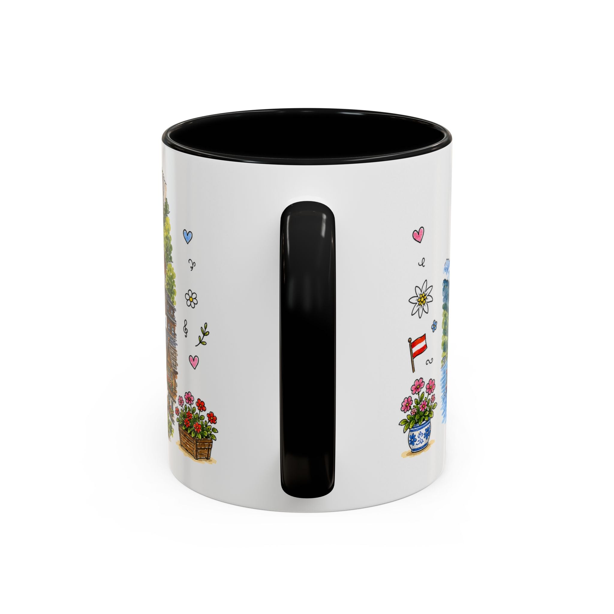 Hallstatt Illustrated Travel Mug | Austria Souvenir Accent Coffee Mug | 11oz 15oz Ceramic Cup